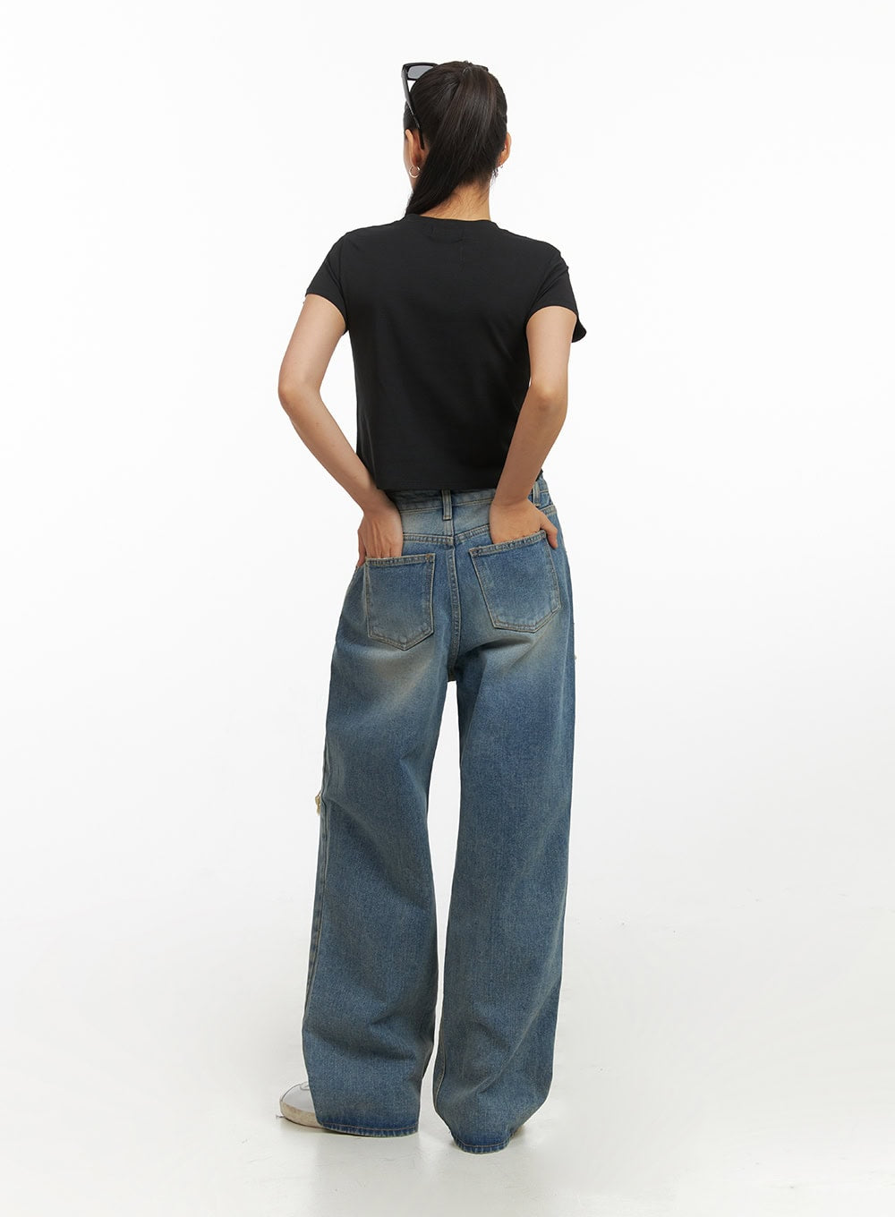 Vintage Washed Distressed Baggy Jeans IY422