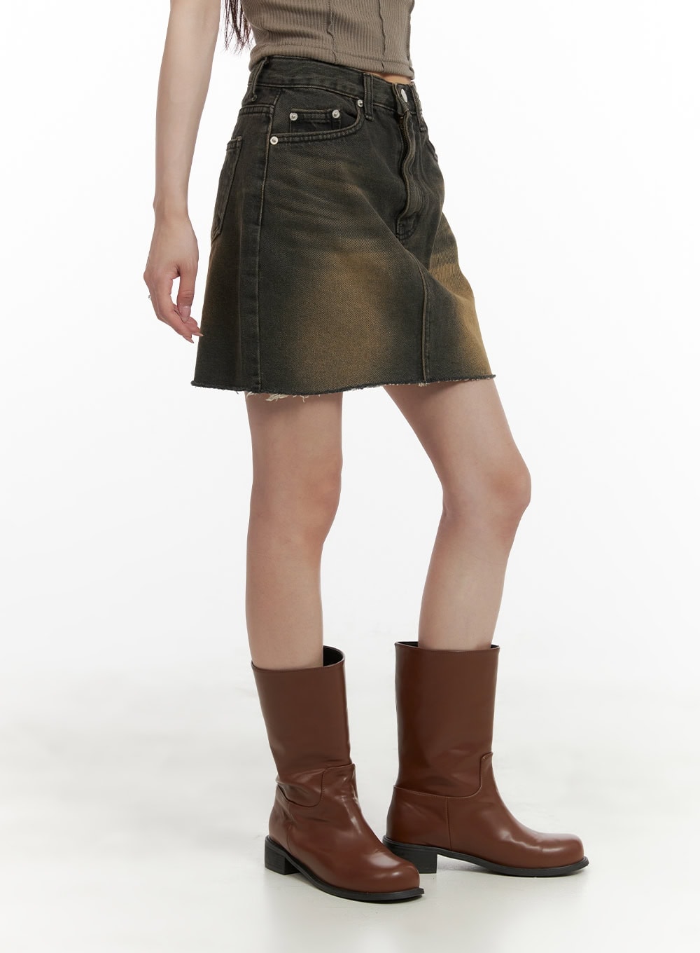 Vintage Washed Denim Mini Skirt CA430