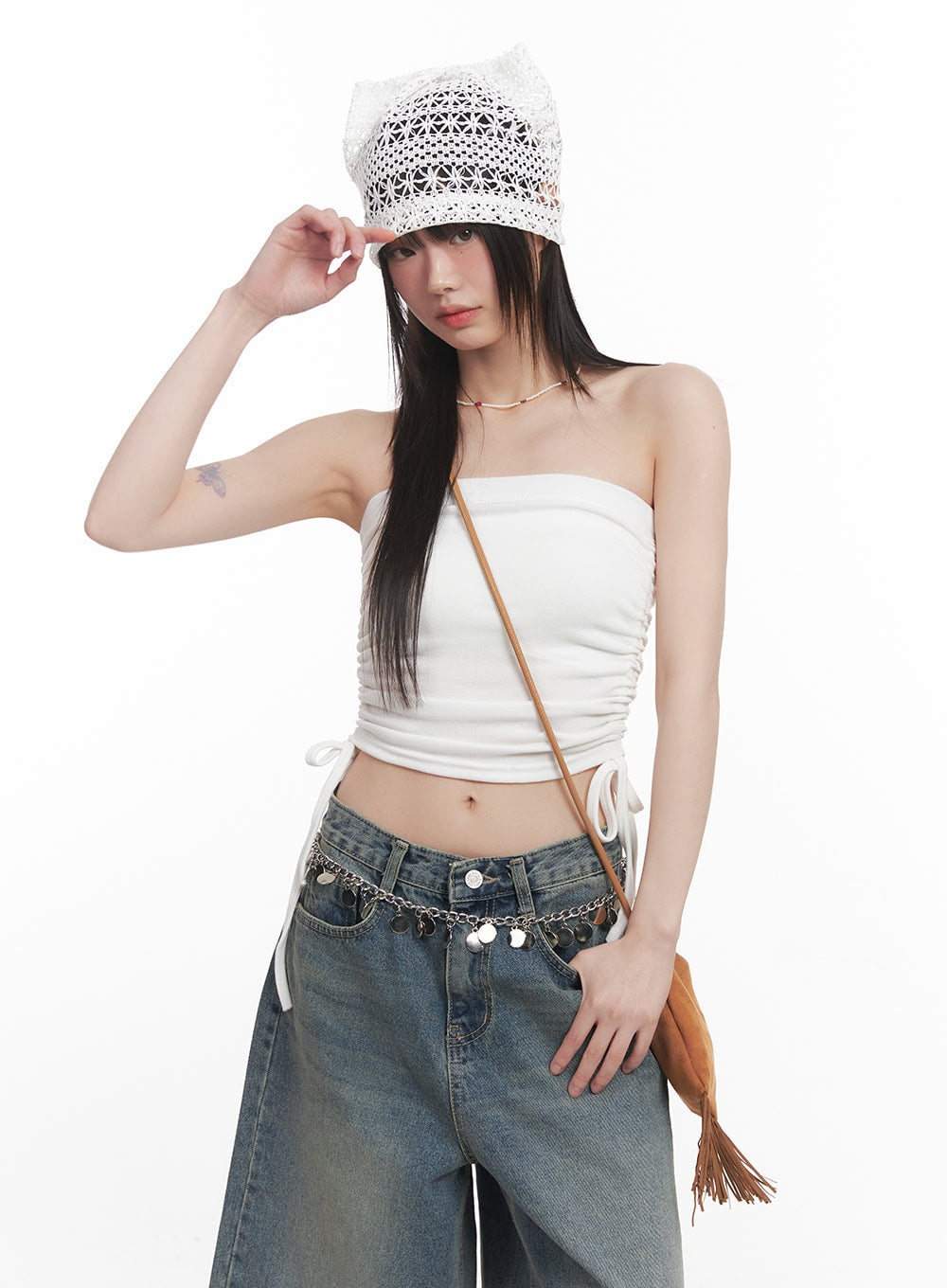 Side Ruched Tube Top CM520