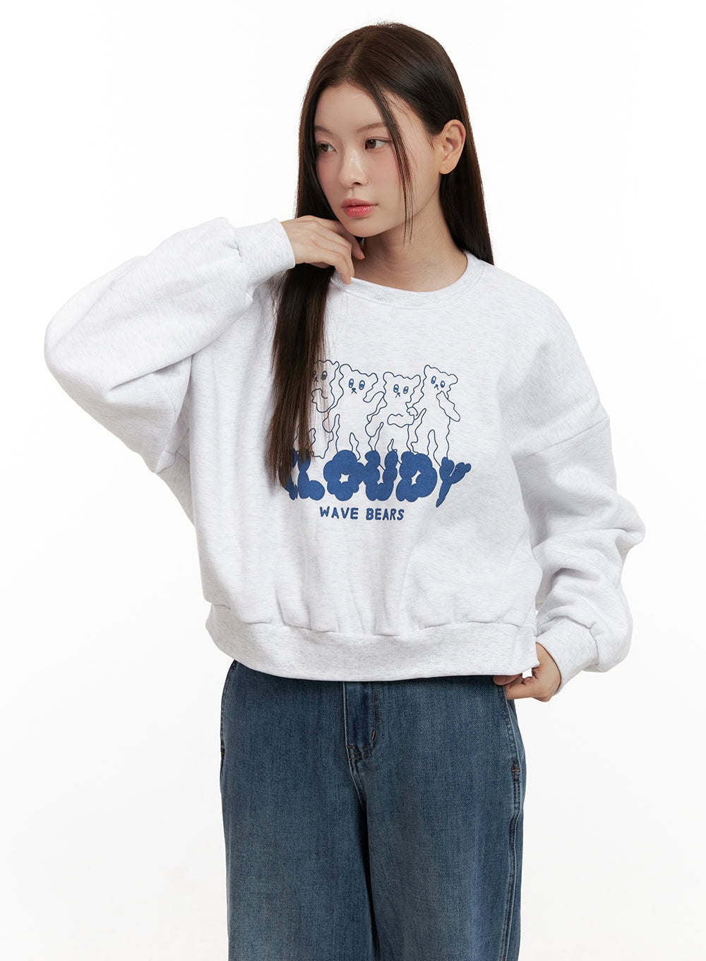 Bear Graphic Long Sleeve Crewneck ON422