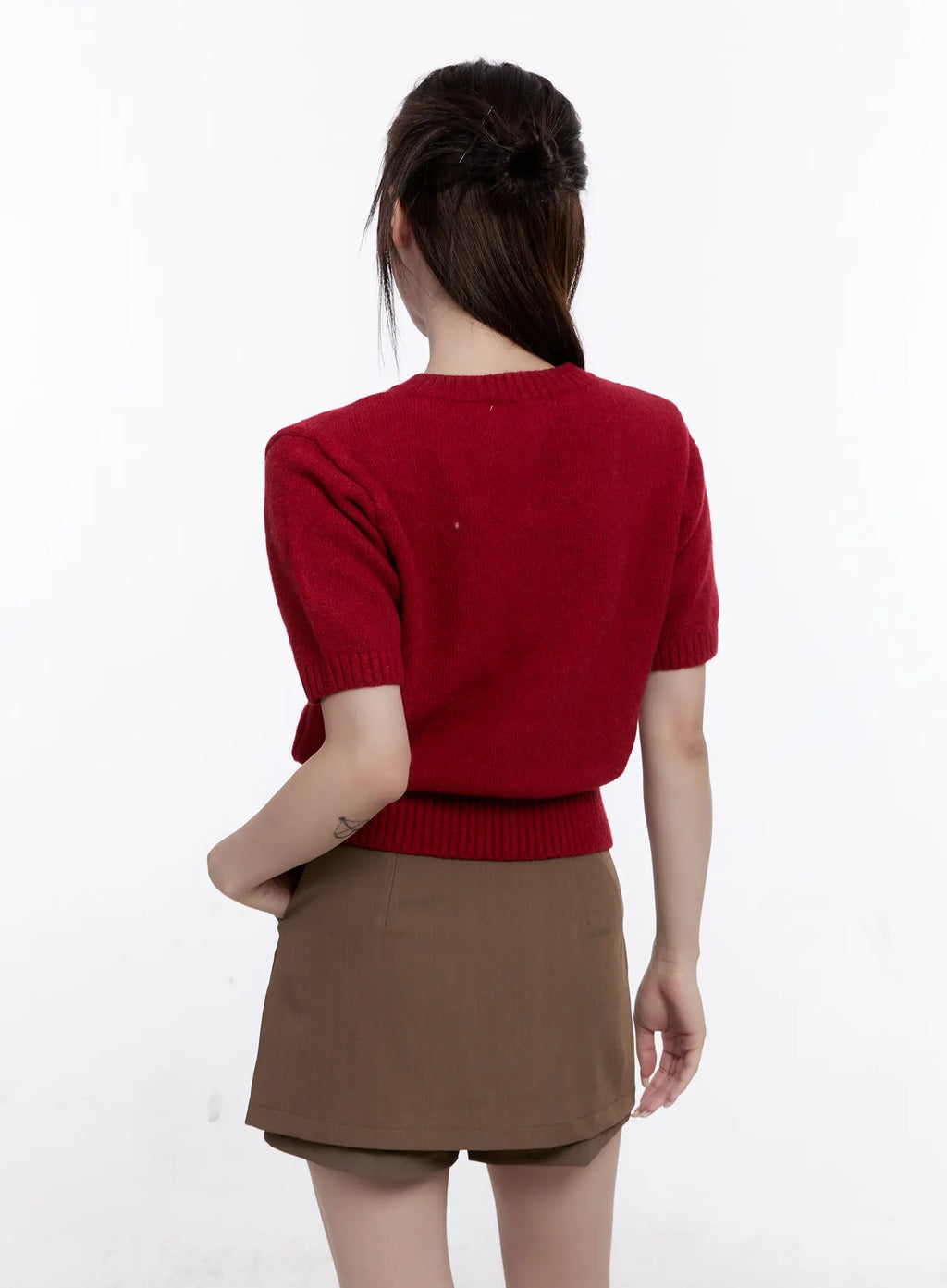 V-Neck Short Sleeve Knit Top CS530