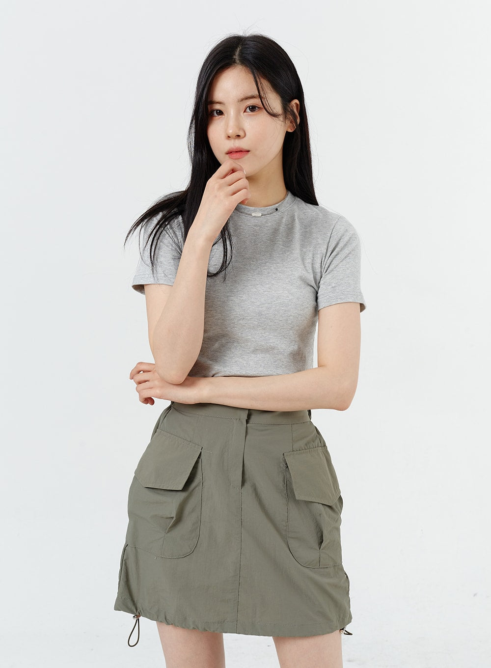 Drawstring Cargo Mini Skirt OM317