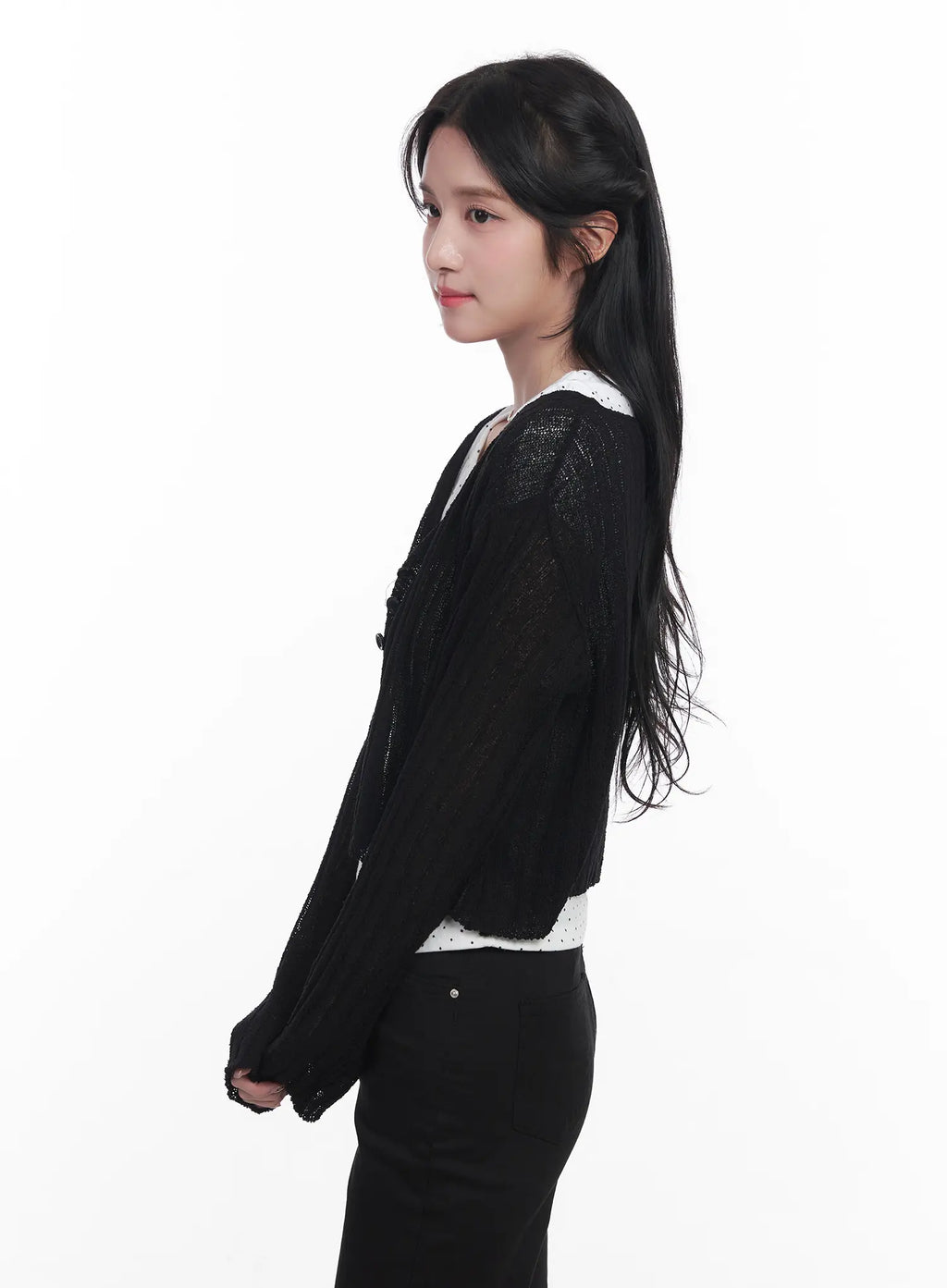 Sheer Ribbed Cardigan CU525