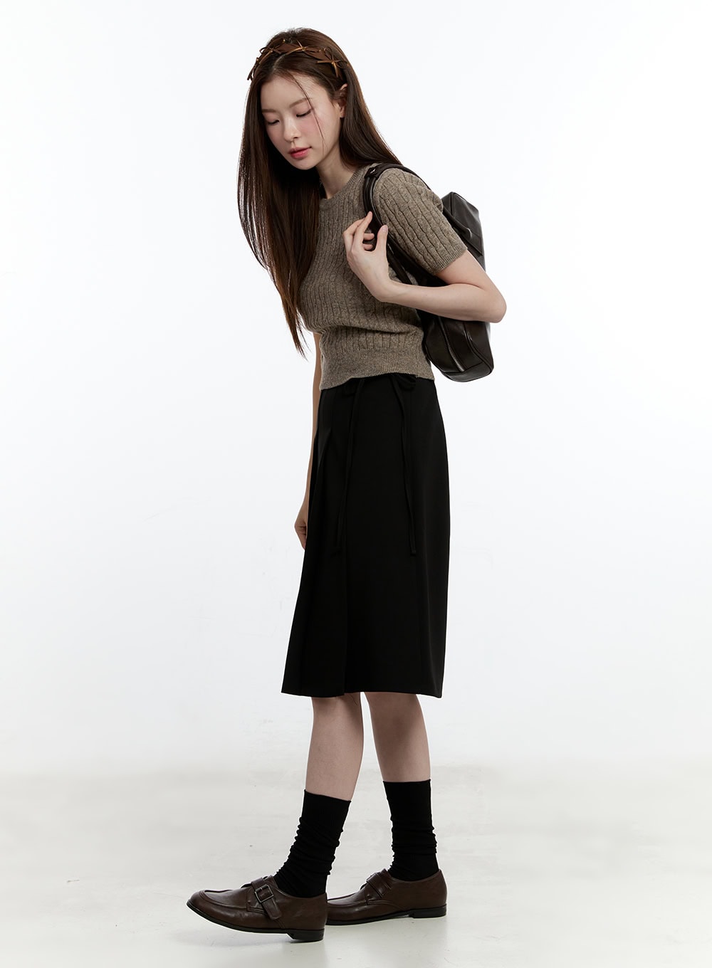 Cable Knit Short Sleeve Sweater CM521