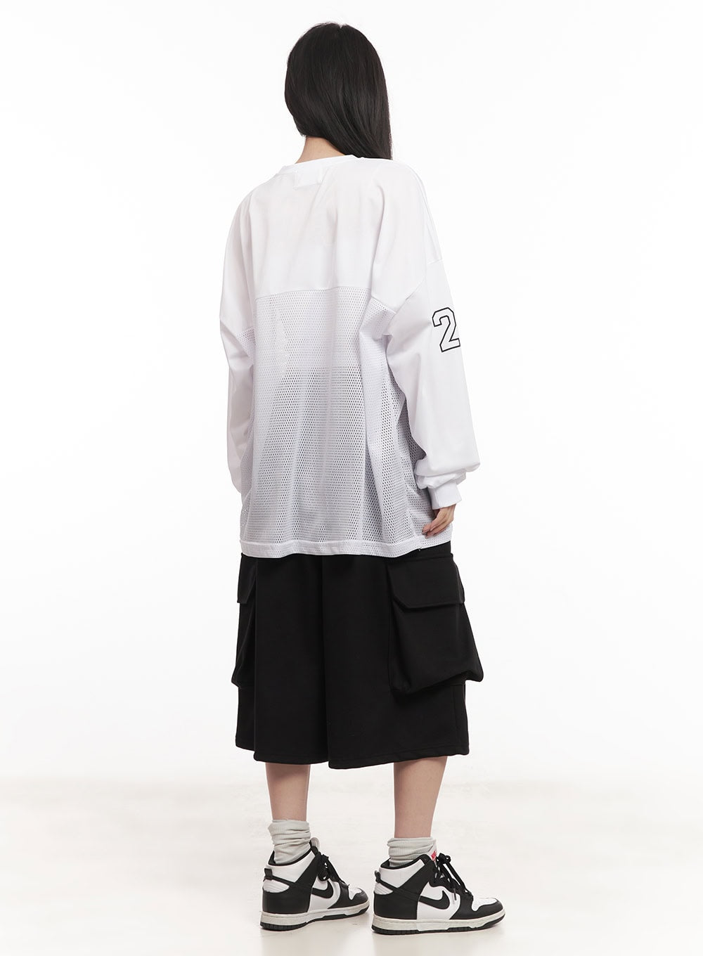 Camo Oversized Mesh Jersey Top CM518
