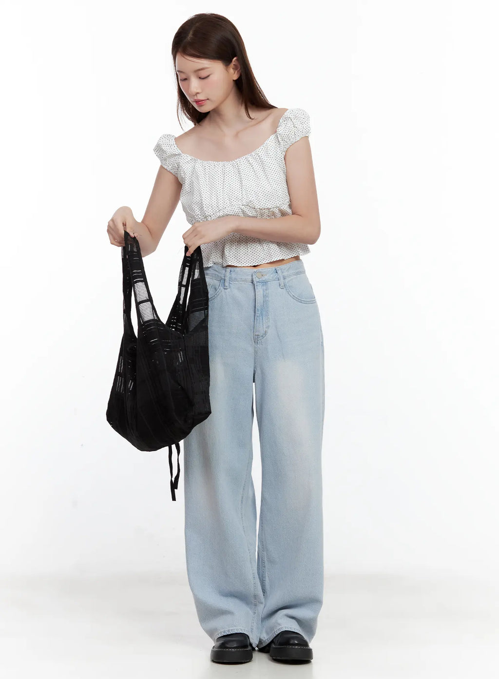 Black Mesh Plaid Shoulder Bag CL502