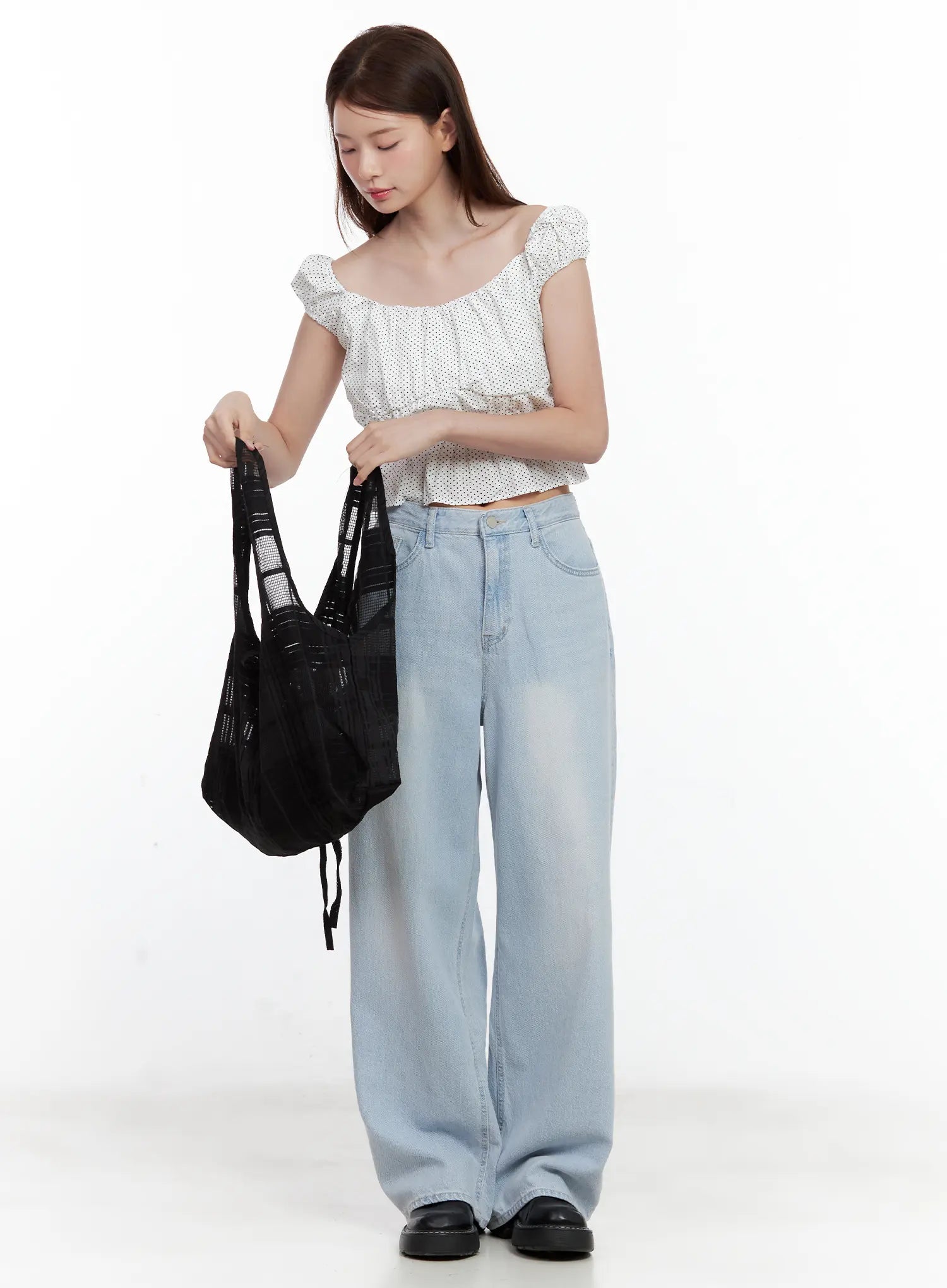 Black Mesh Plaid Shoulder Bag CL502