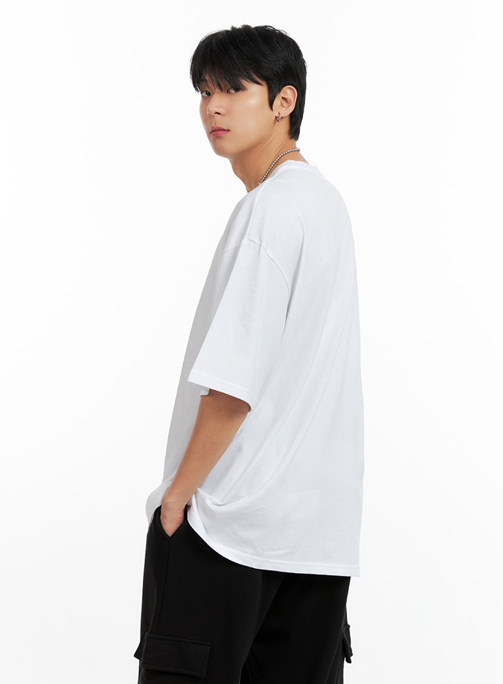 Men's Round Neck Graphic T-Shirt (White) IG402