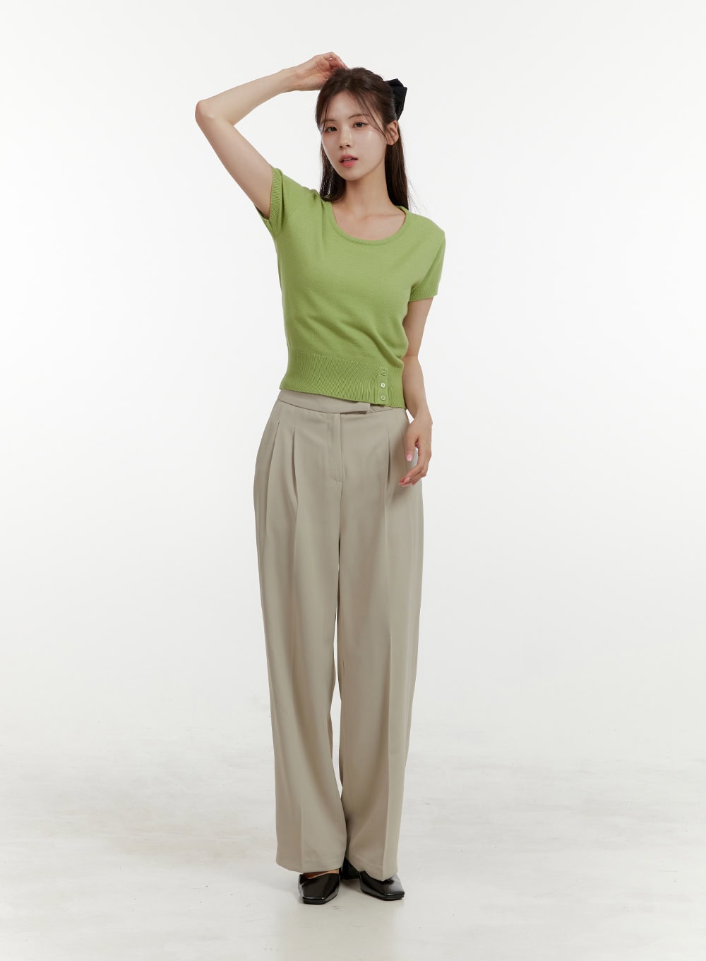 Solid Wide-Fit Trousers OY409