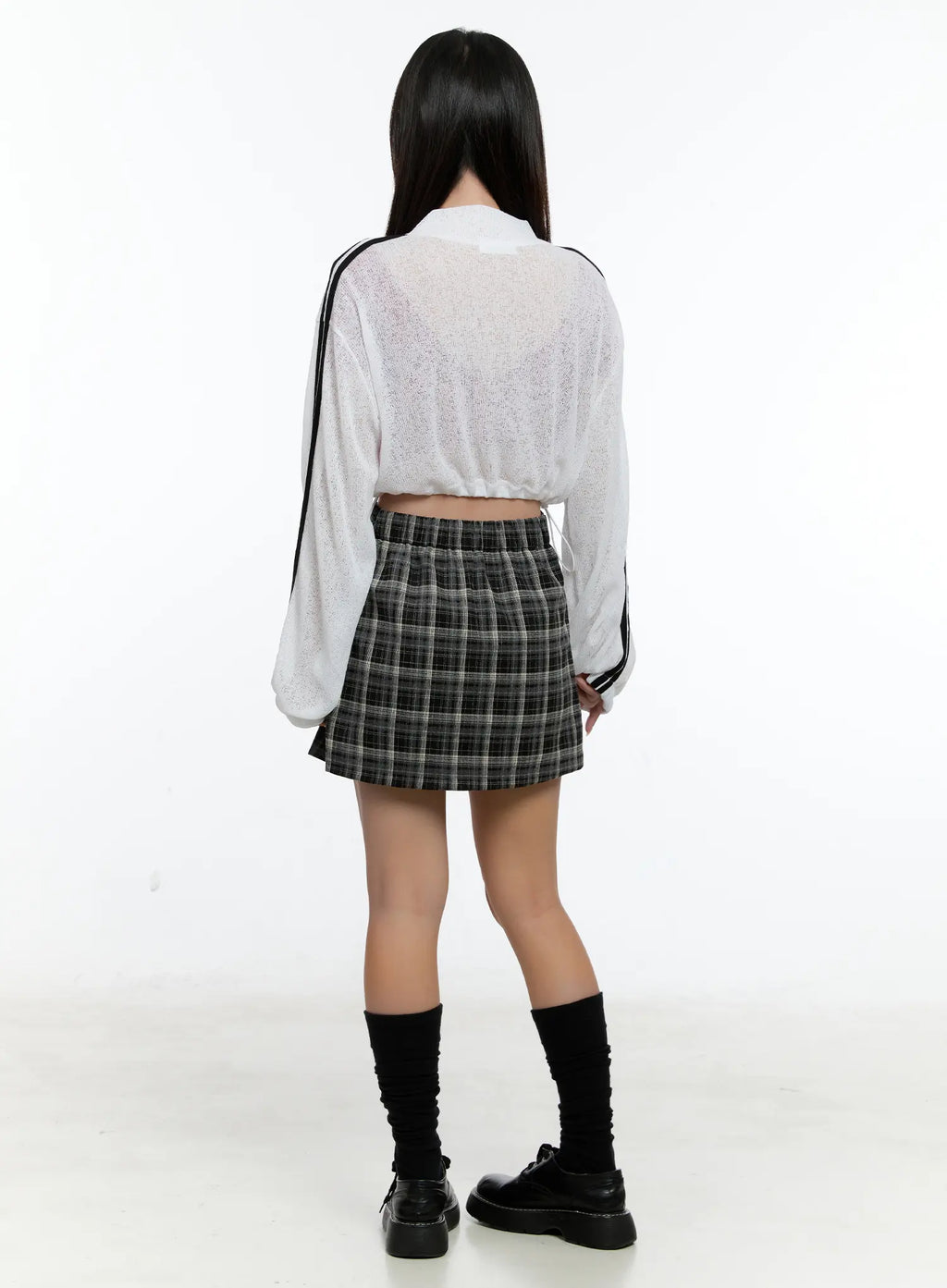 Sheer Linen Zip-Up Crop Jacket CS518