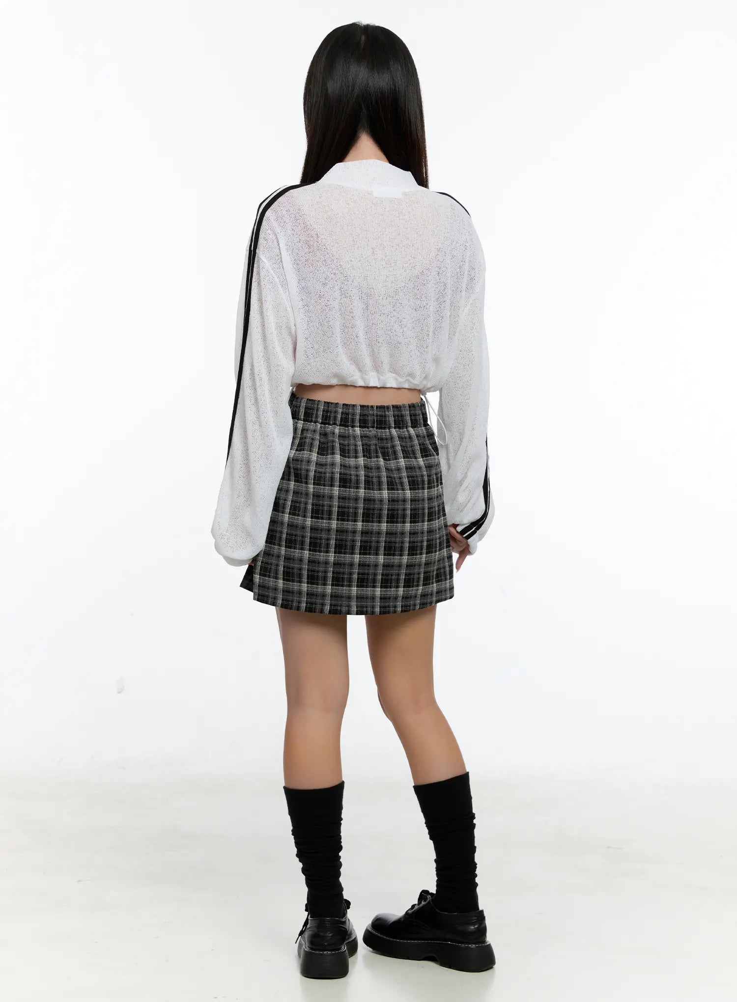 Sheer Linen Zip-Up Crop Jacket CS518