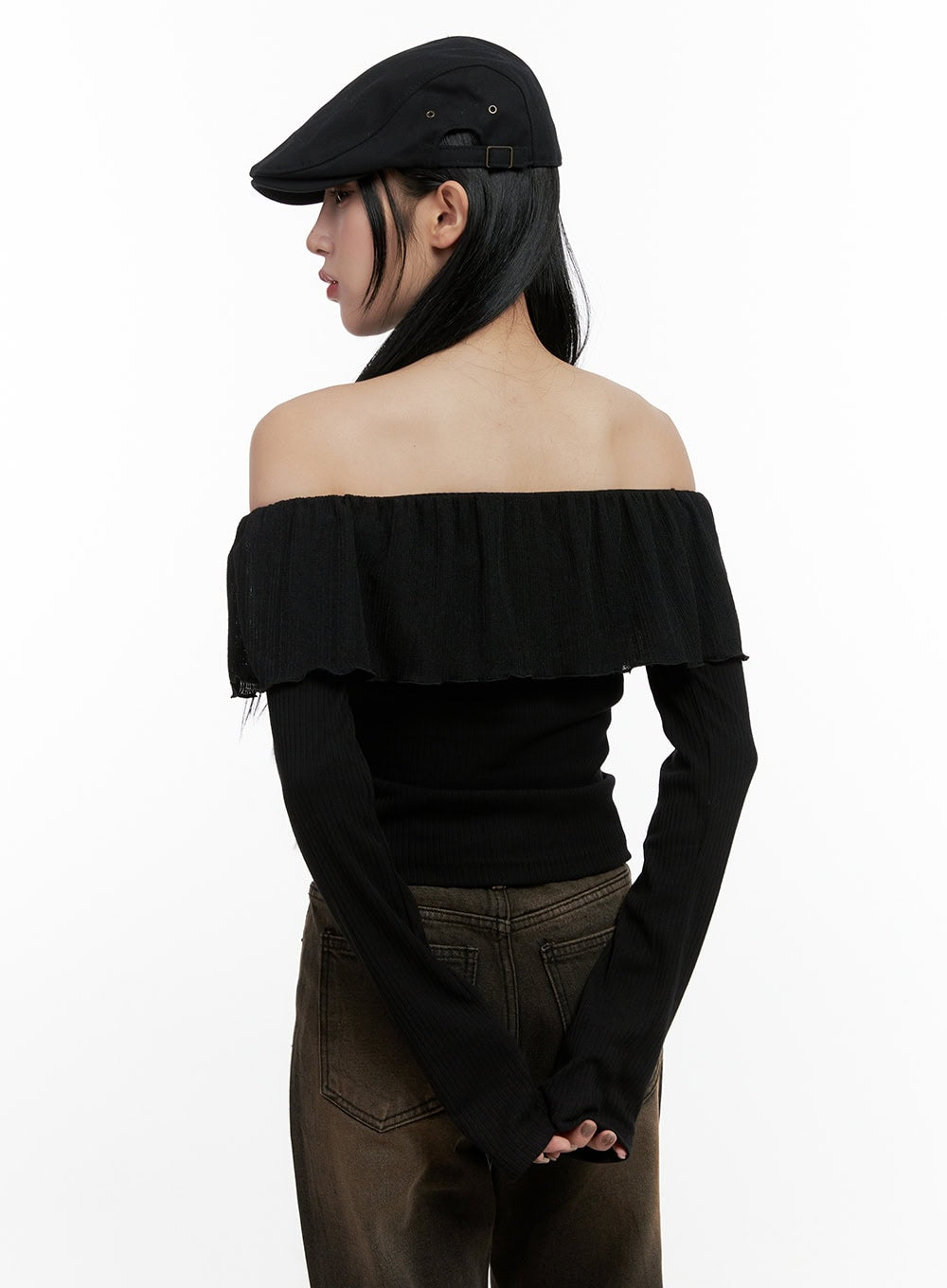 Ruffle Charm Off Shoulder Crop Top CN408