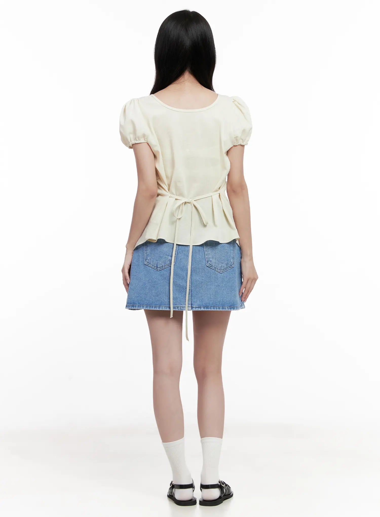 V-Neck Puff-Sleeve Summer Top CL516