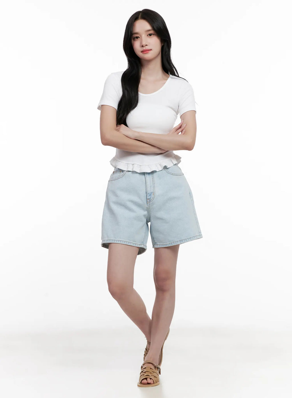 Casual Light-Wash Denim Shorts CL516