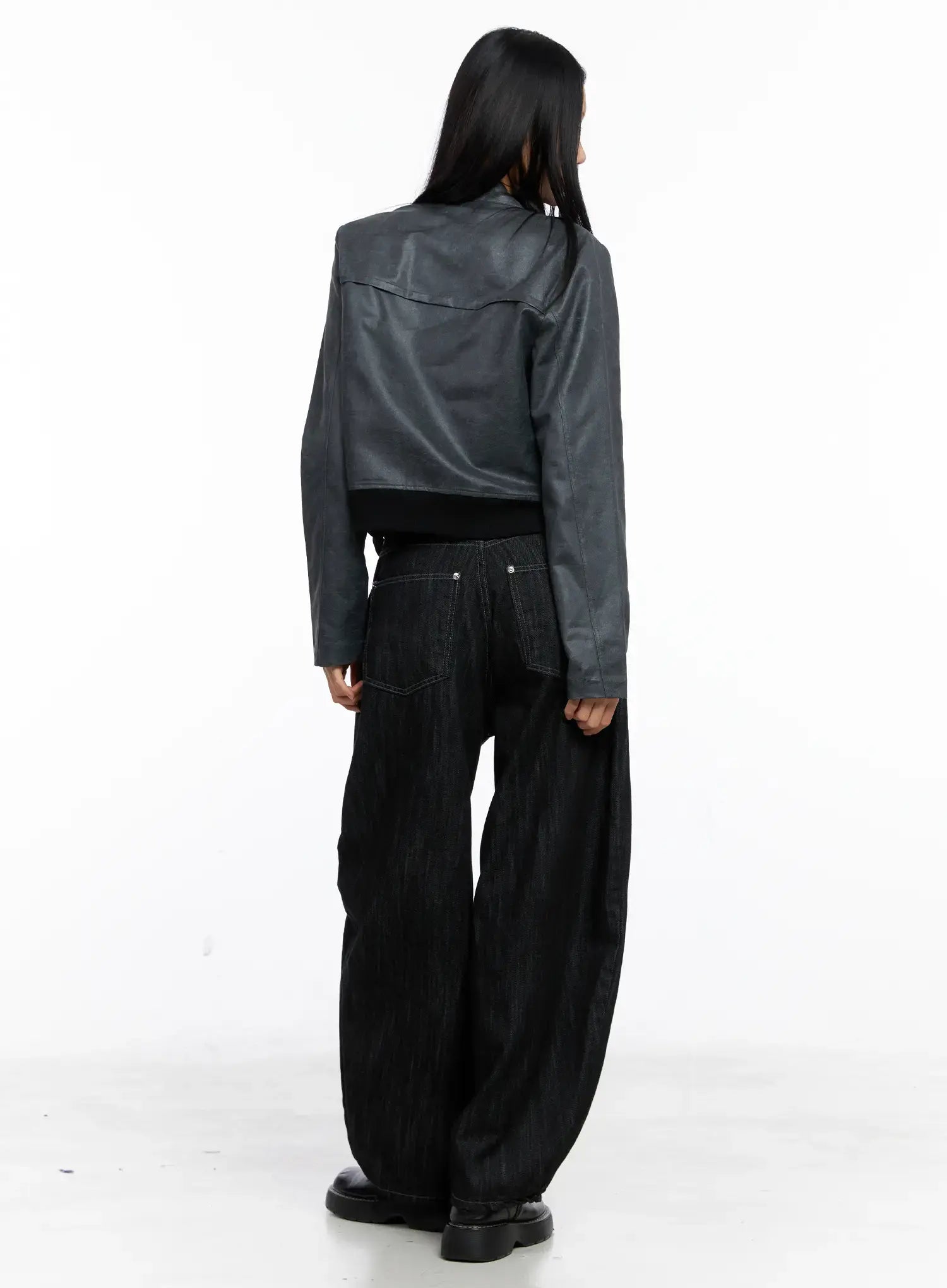 Cropped Faux Leather Jacket CS509