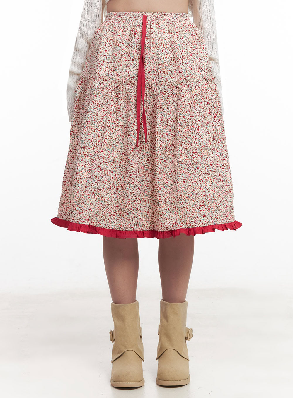 Picnic Floral Flare Midi Skirt IM528