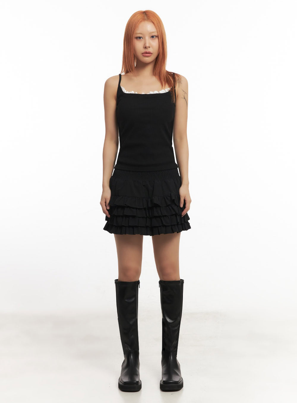 Frill-Trim Square Neck Cami Top IA515