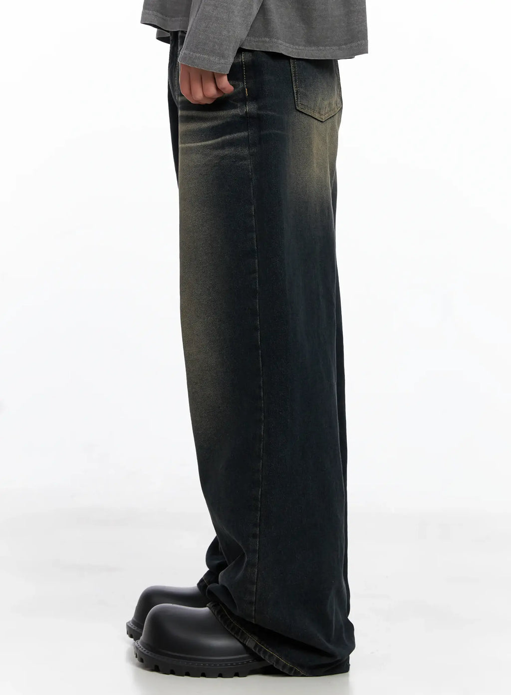 Men's Vintage Washed Wide-Leg Jeans IS509