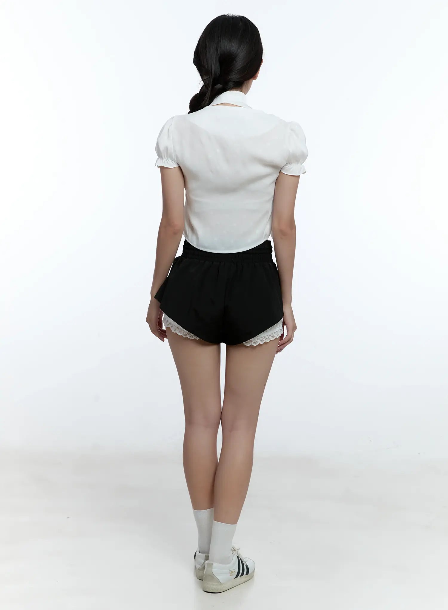 Puff Sleeve Crop Top & Scarf CU527