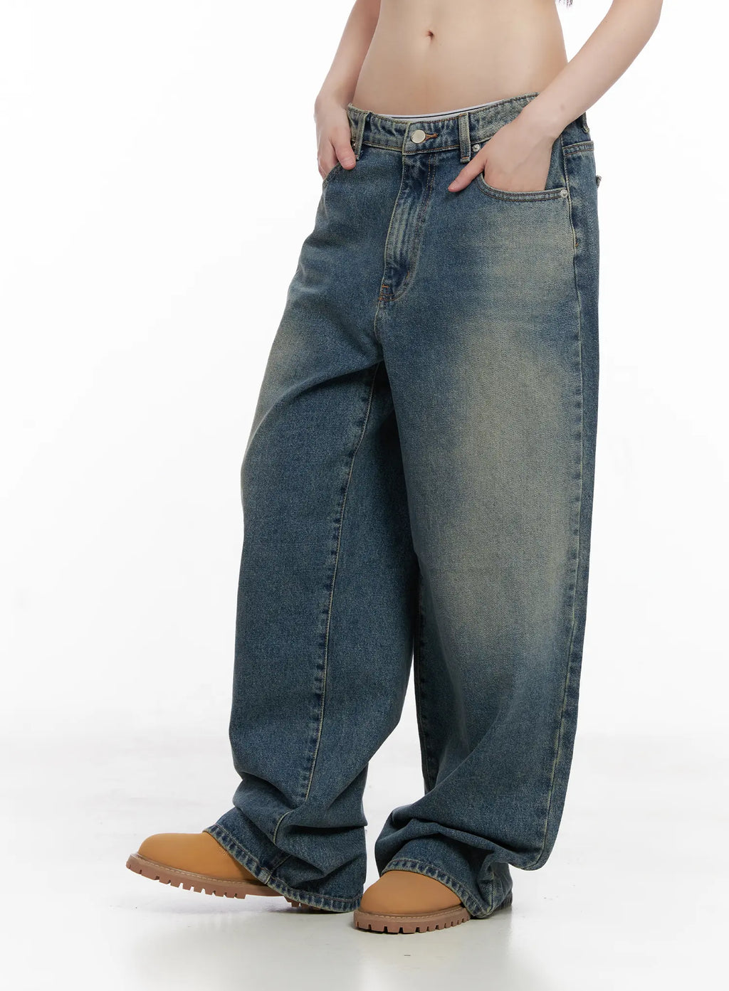 Leila Vintage Washed Baggy Jeans CG518