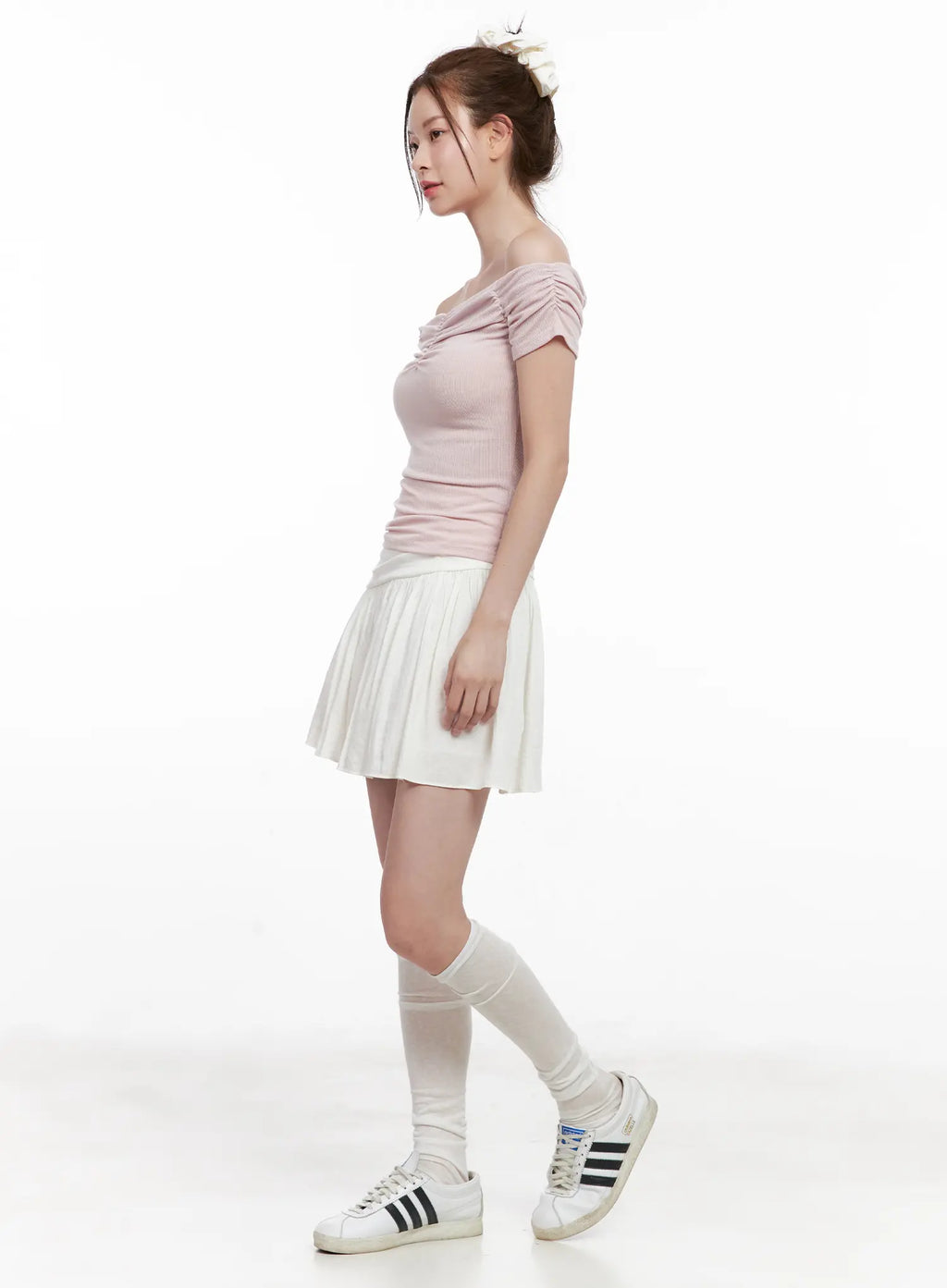 Asymmetric Shirred Mini Skirt CL524
