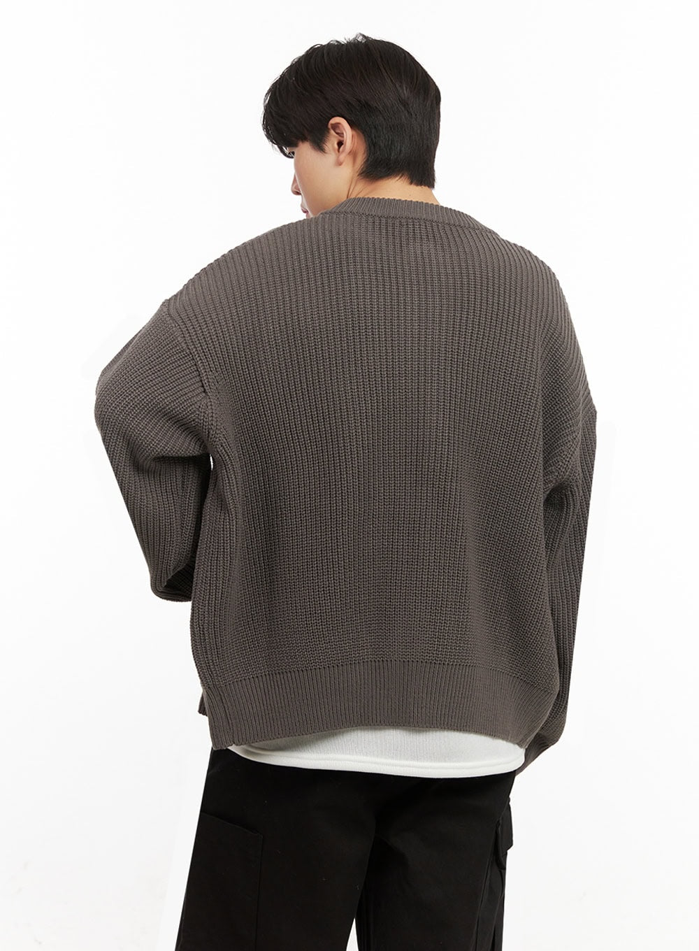 Men's Round Neck Zip-Up Sweater IJ517