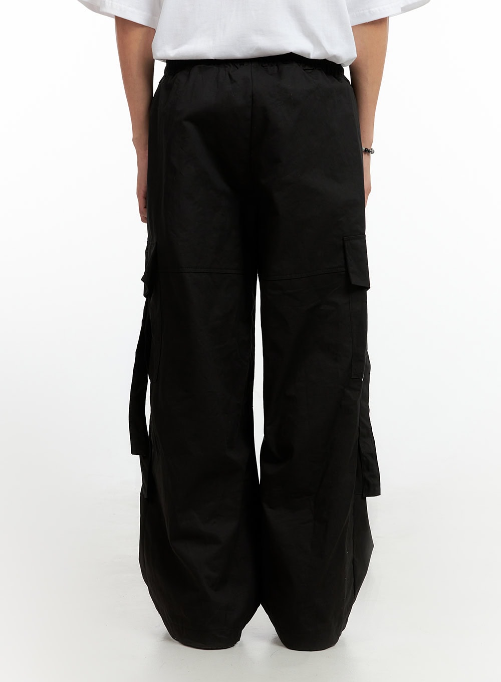 Men's Cargo Chic Cotton Wide-Leg Pants (Black) IG402