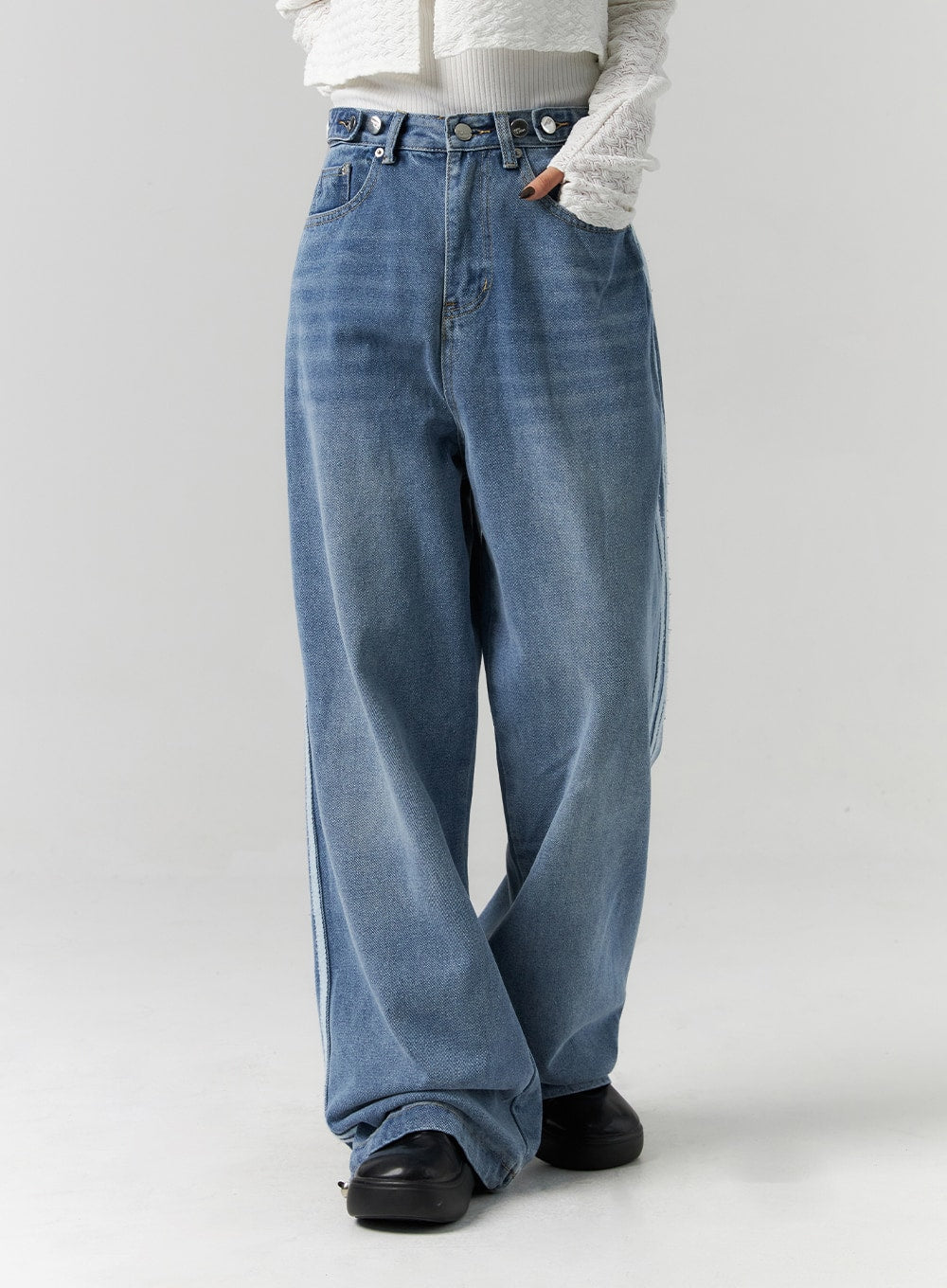 Side Stripes Wide Leg Jeans CS314