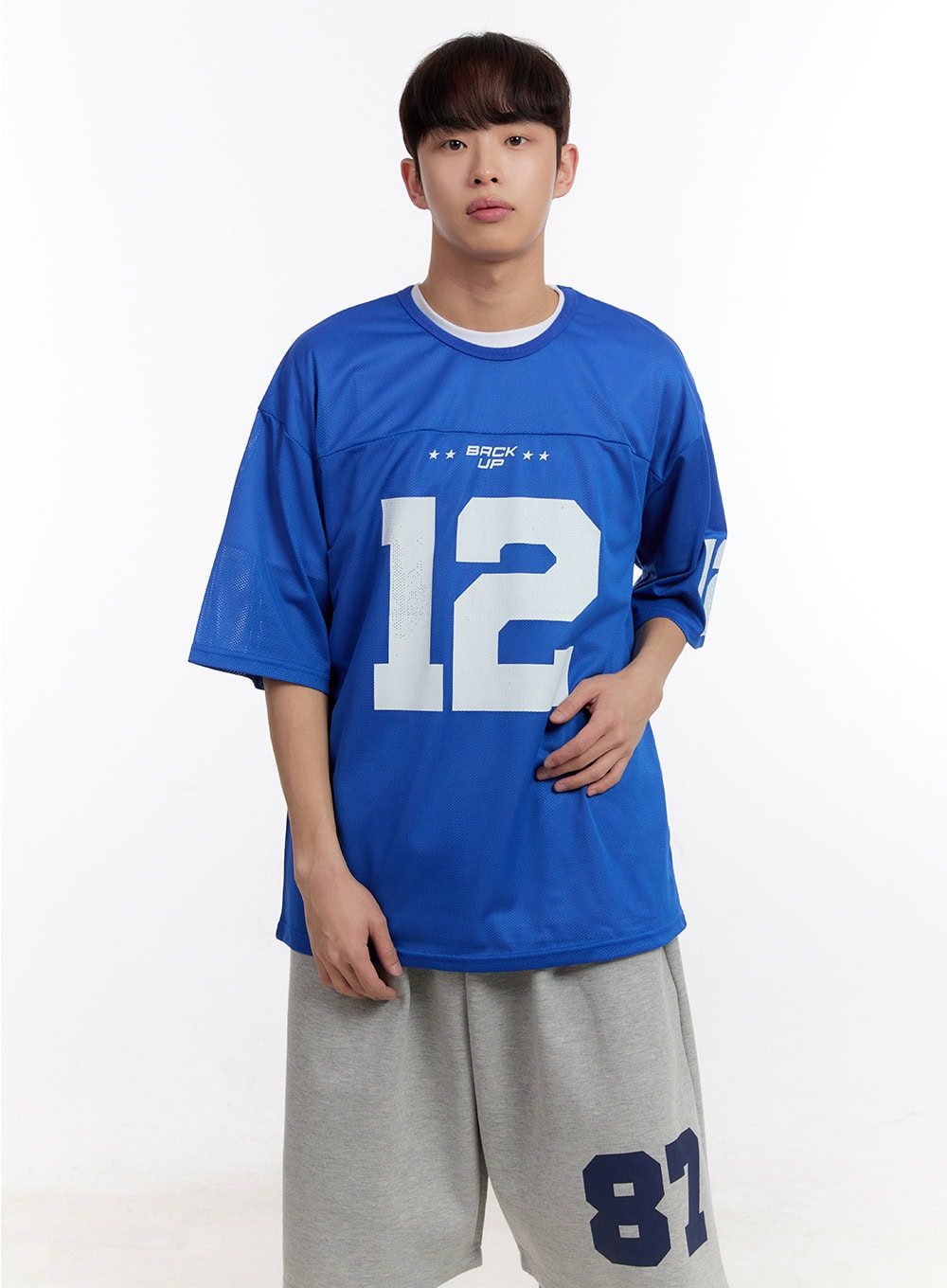 Men's Oversized Graphic Mesh T-Shirt IA504