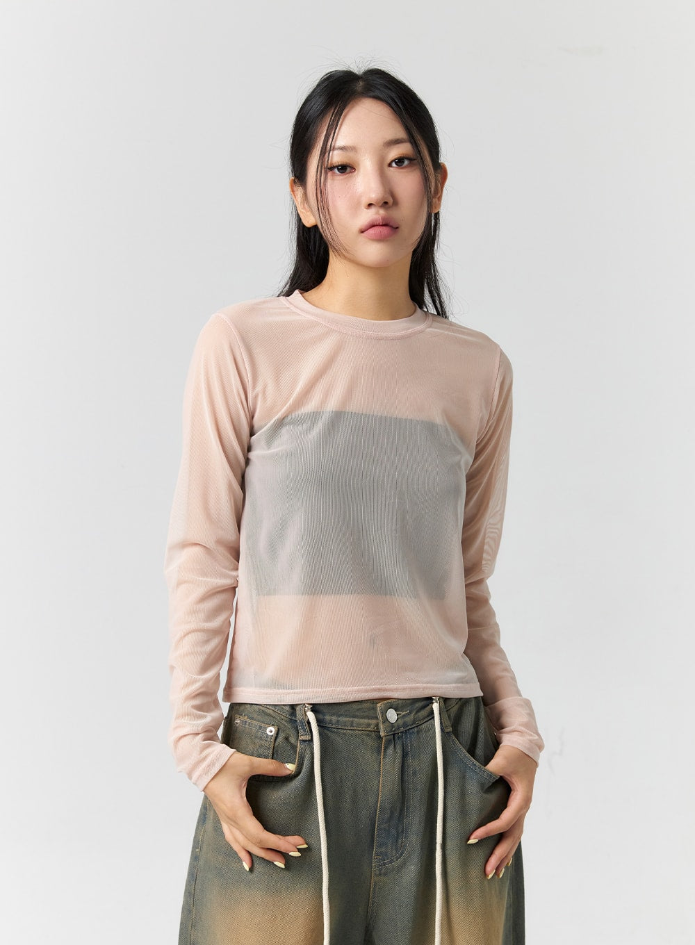 Sheer Long Sleeve Top CS302