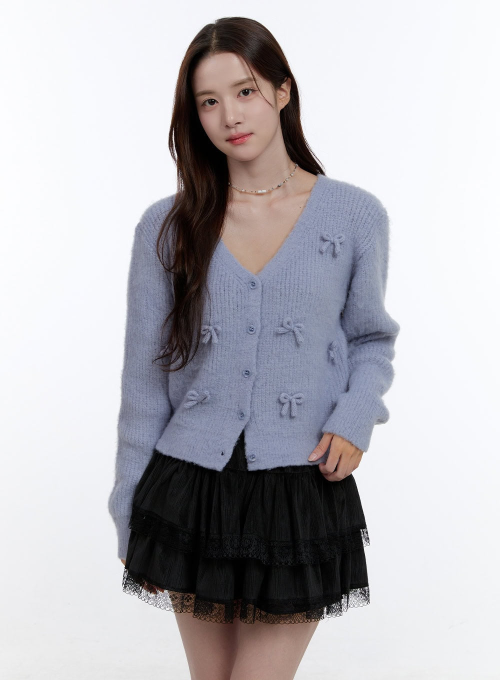 Ribboned V-Neck Cardigan OO407