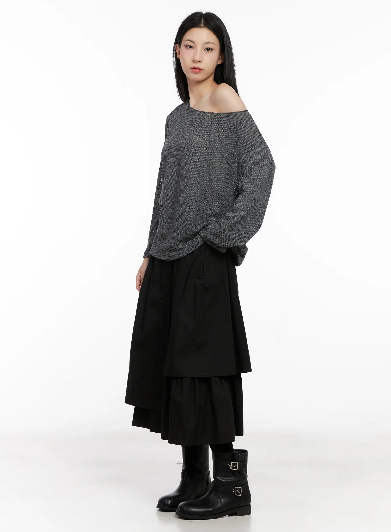 Oversized Off-Shoulder Knit Sweater CG526