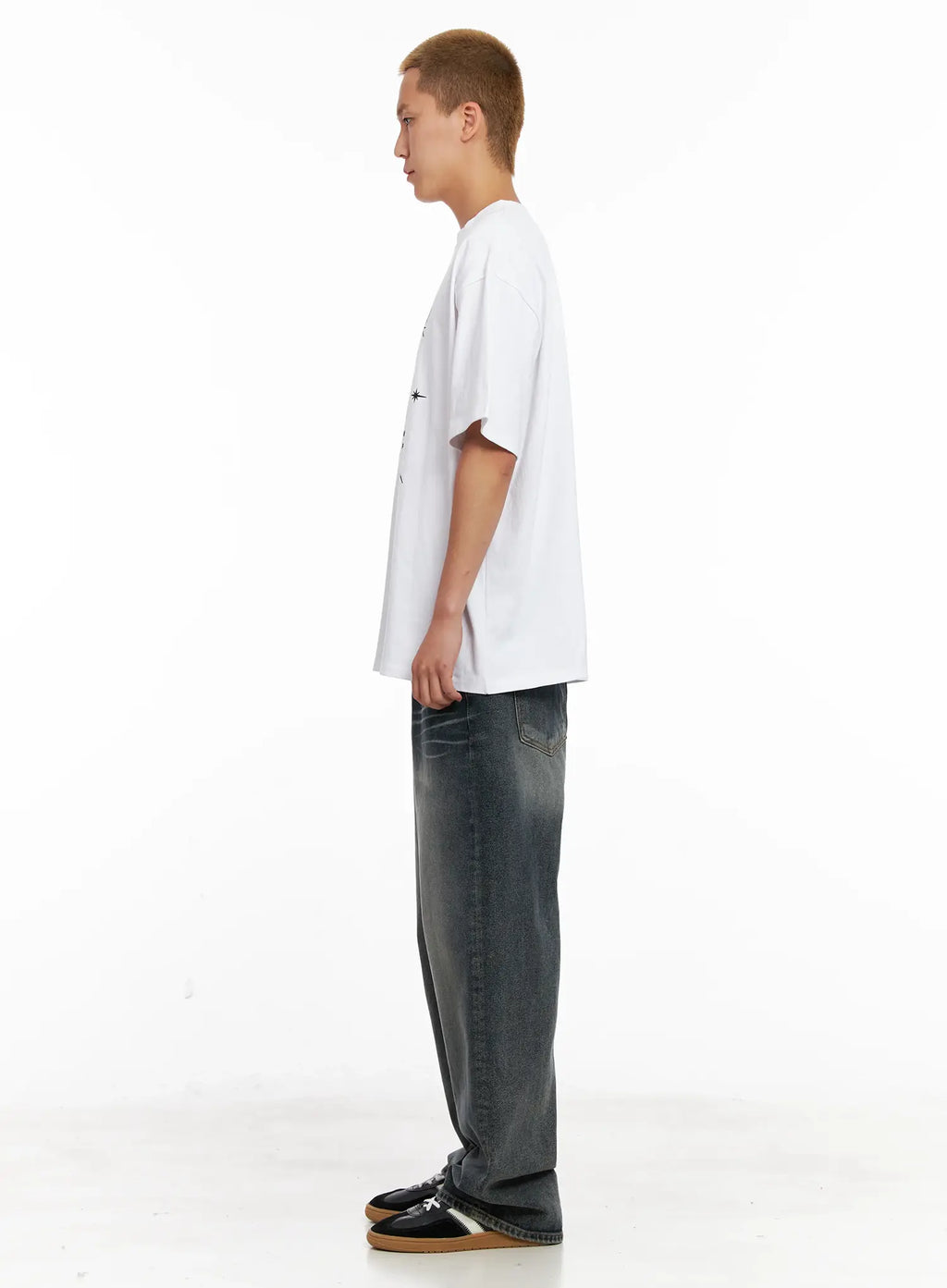 Men's Washed Wide-Leg Jeans IL518