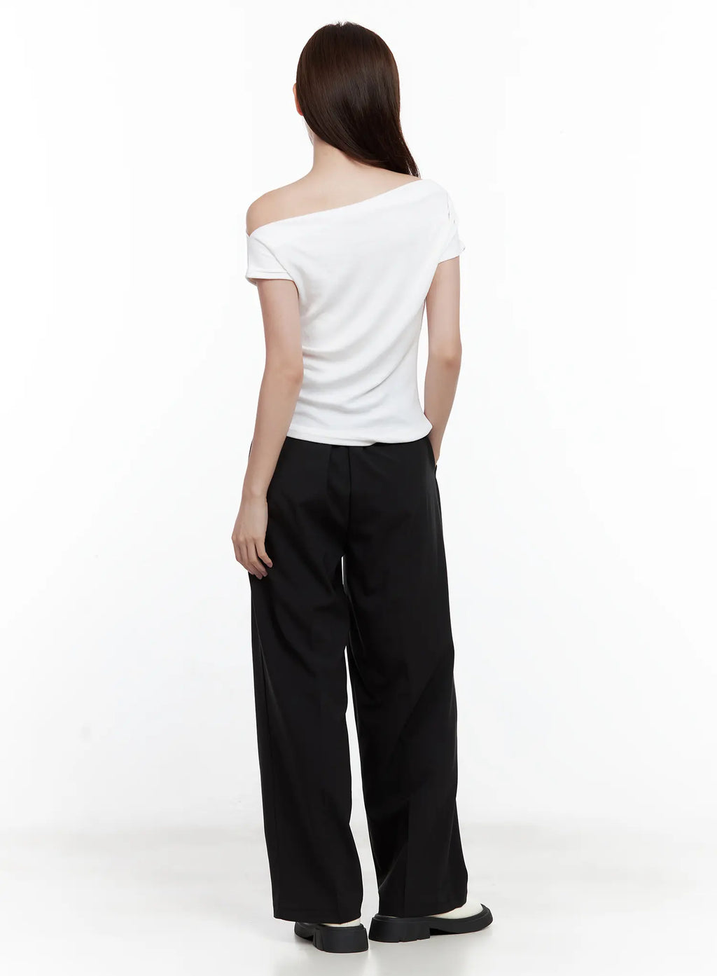 Asymmetrical Off-Shoulder Short-Sleeve Top CL502