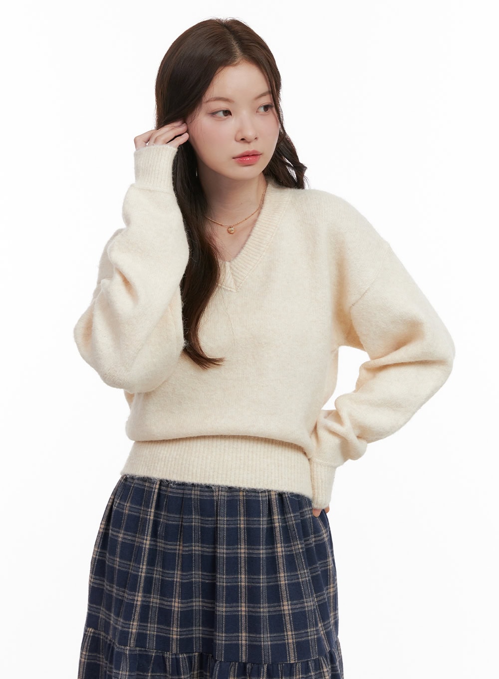 WarmWool Solid V-Neck Sweater OD403
