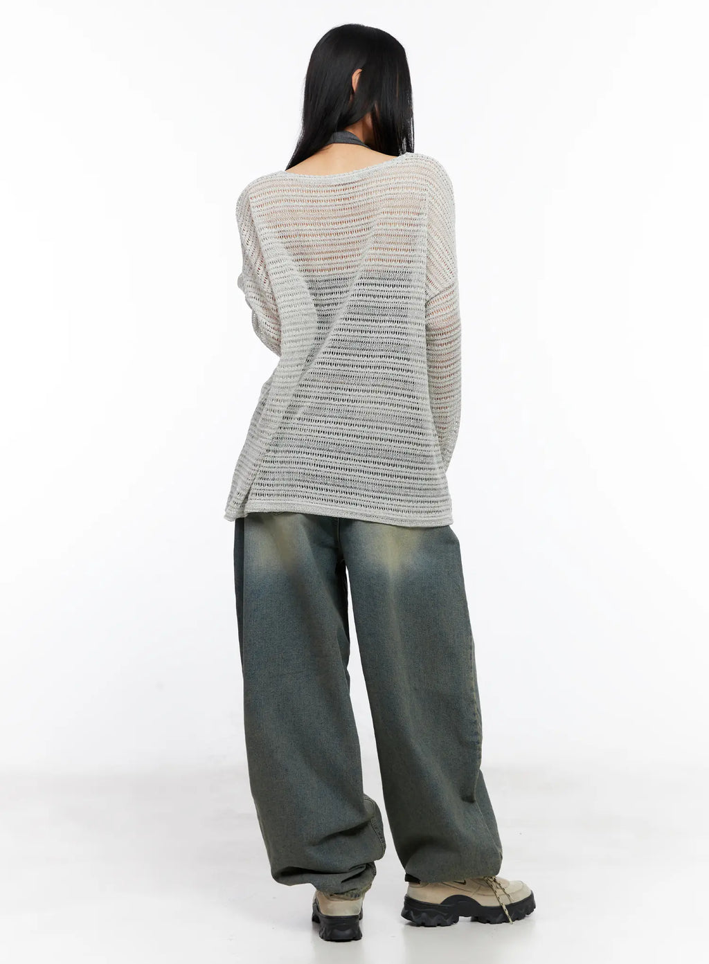 Sheer Knit Long-Sleeve Tee CL530
