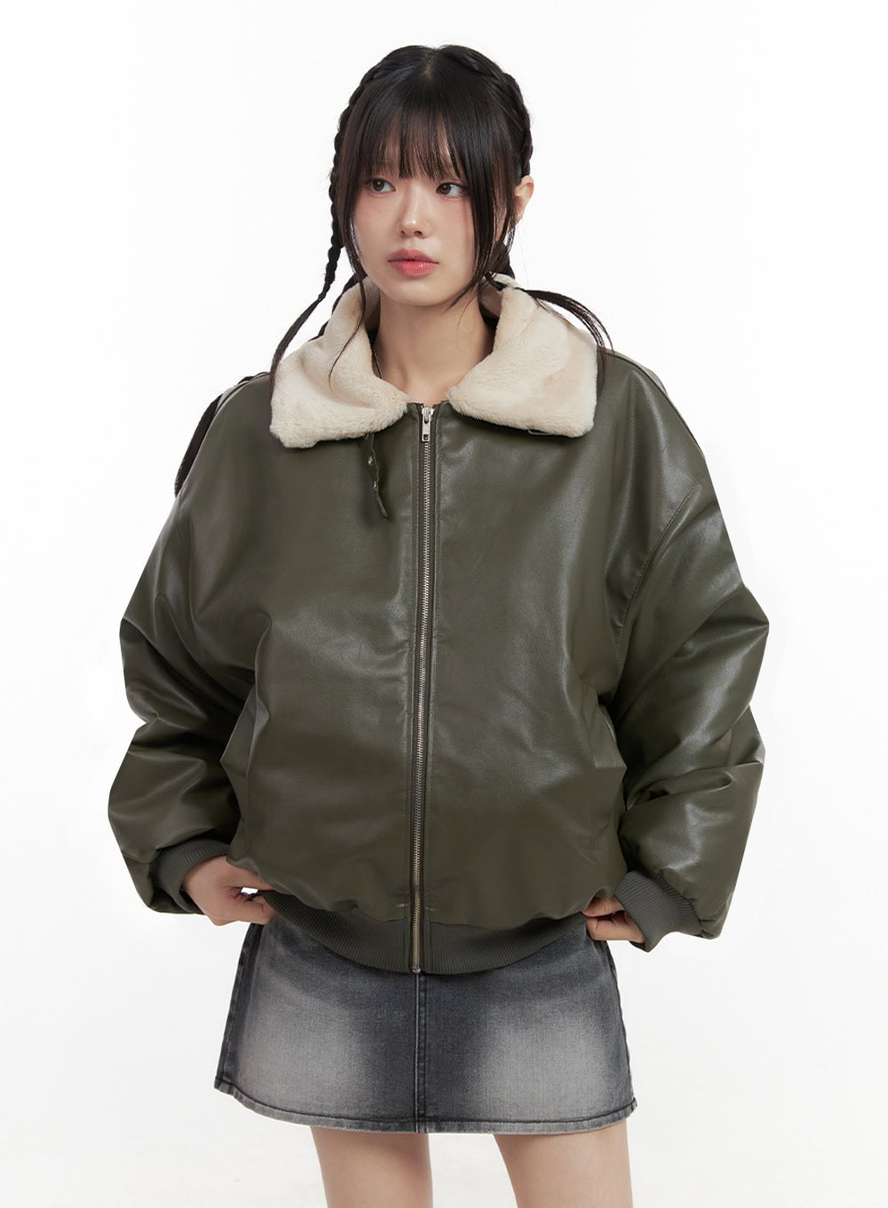 Urban Zip-Up Faux Leather Jacket IN427