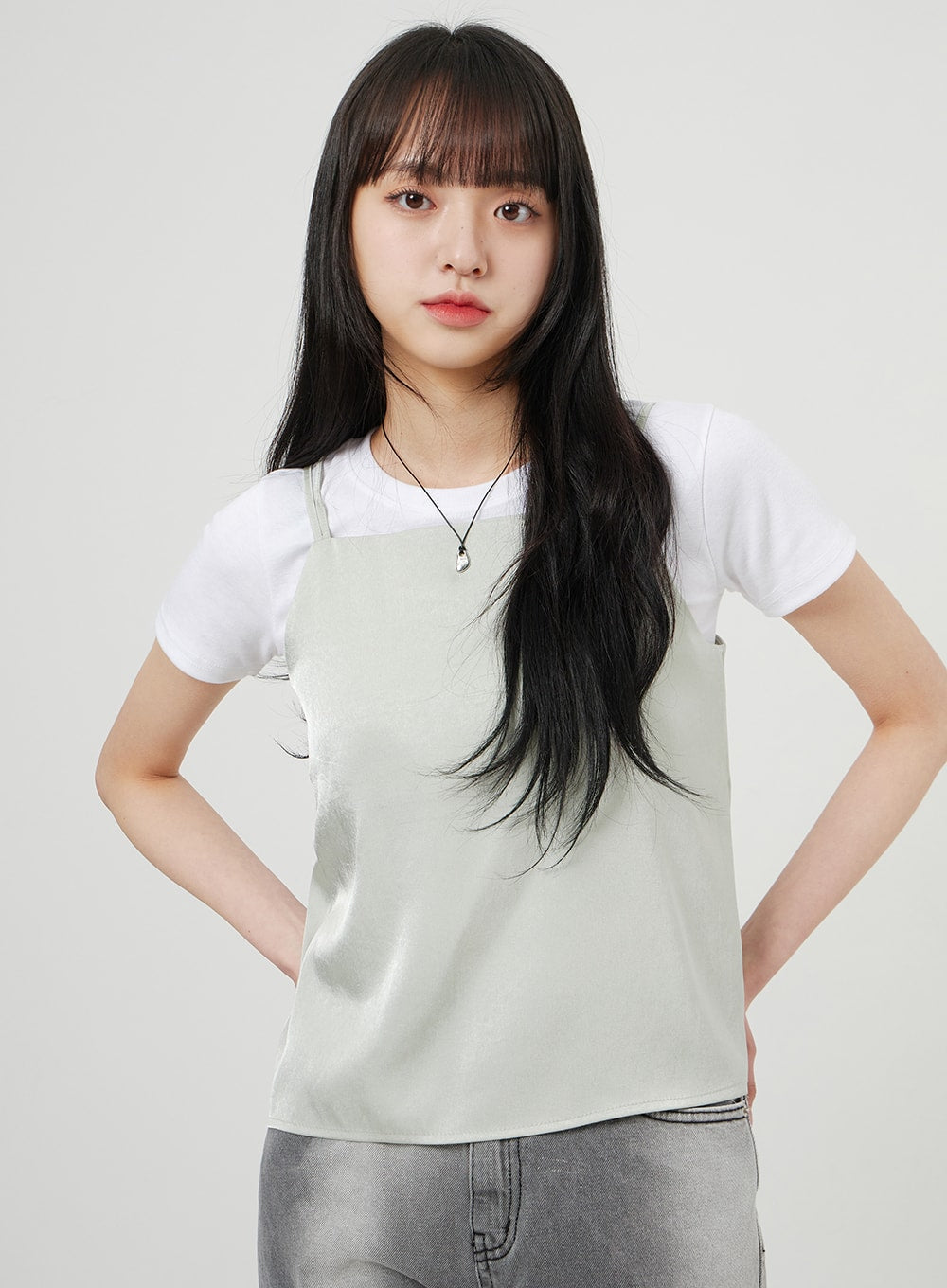 Satin Sleeveless Top OF327