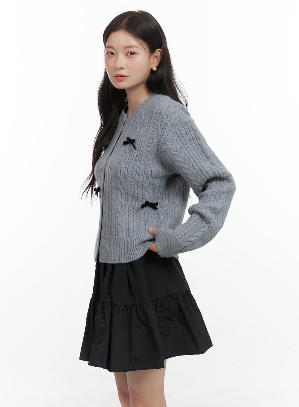 Cable Knitted Ribbon Cardigan OS423