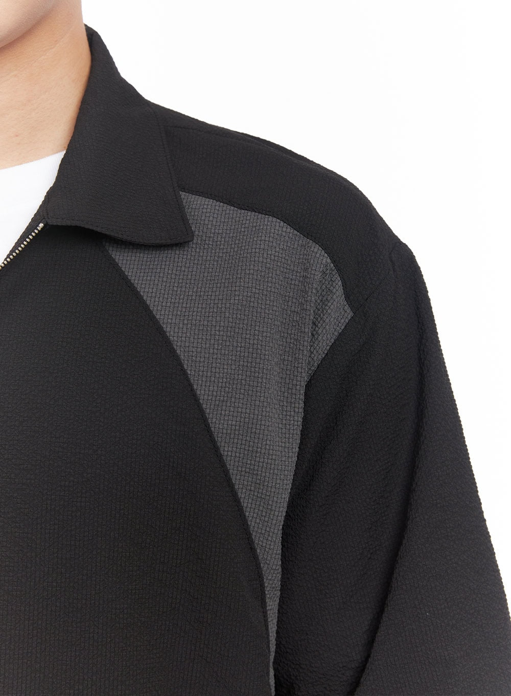 Men's Zip-Up Collared Half-Sleeve Shirt IY520