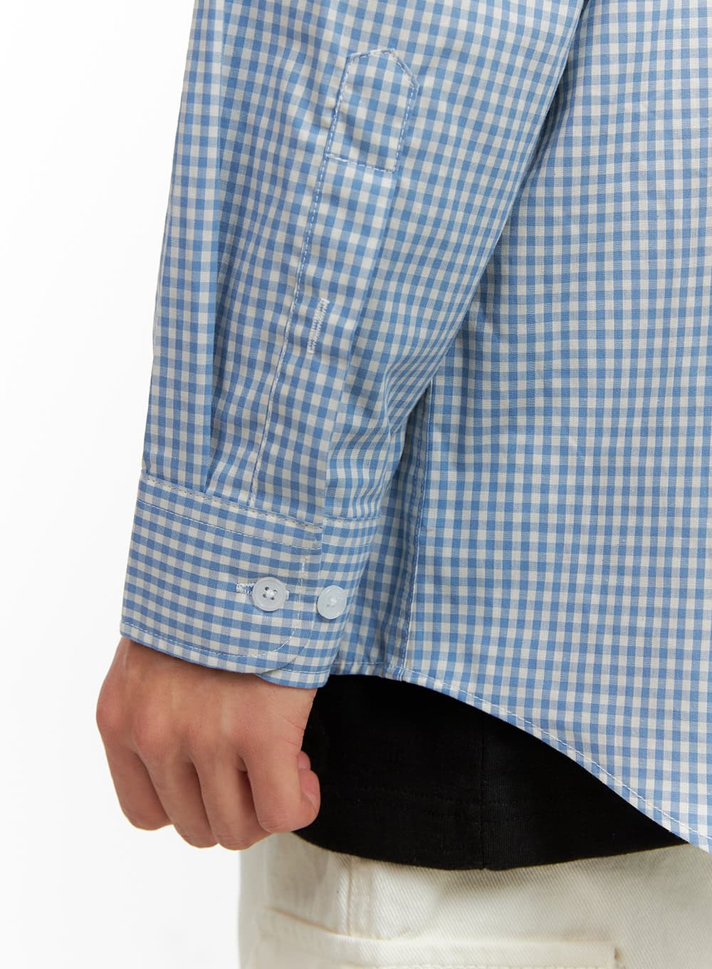 Men's Gingham Cotton Collared Shirt IU412