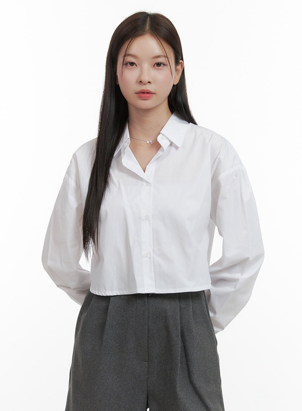 Slit-Back Crop Shirt OO416