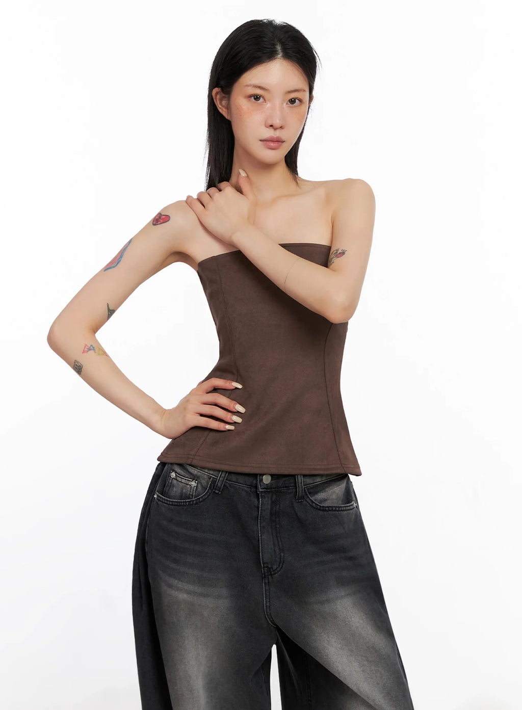 Faux Suede Tube Top IS508