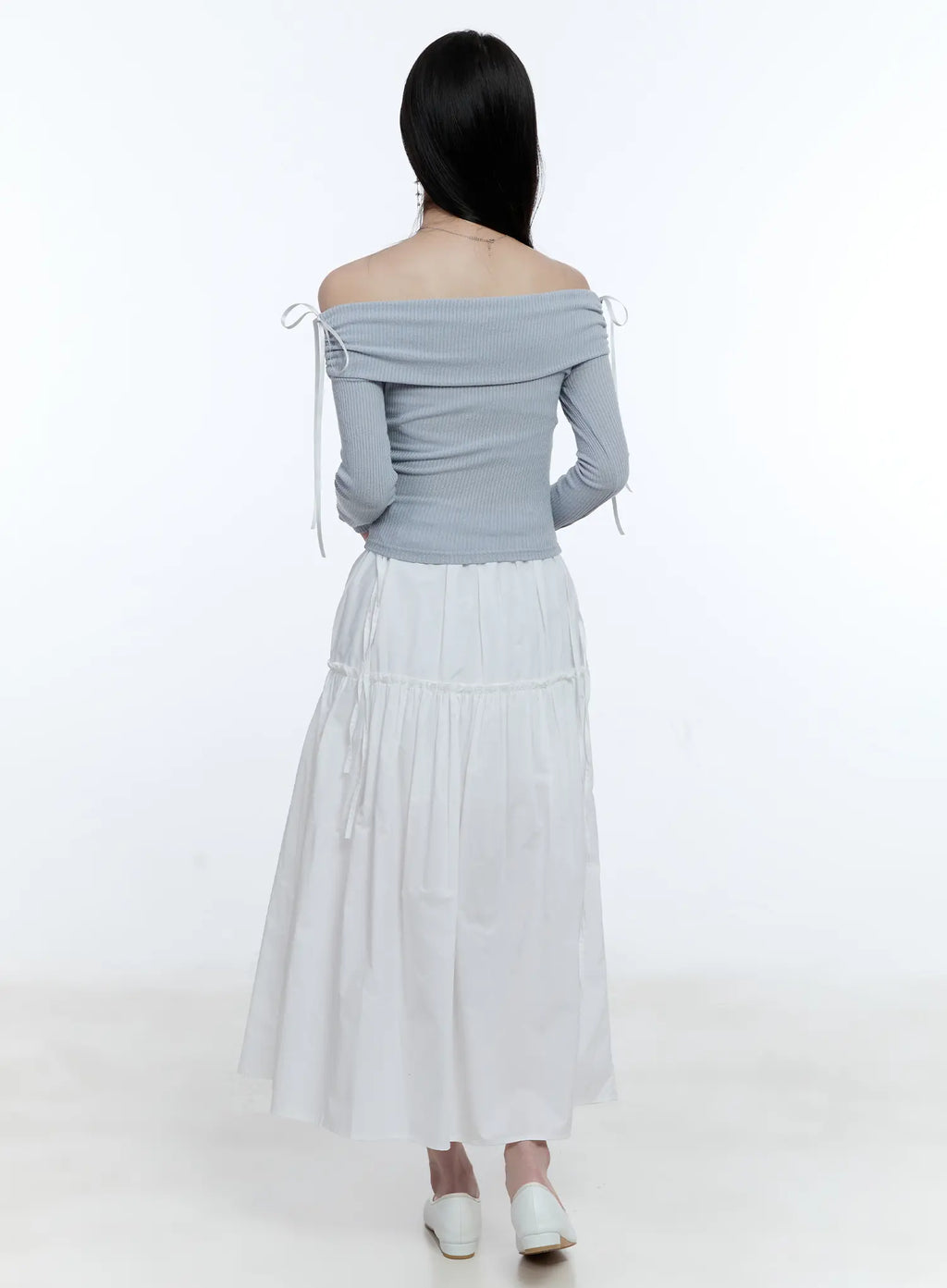 Ribbon Tie Waist Maxi Skirt CG512