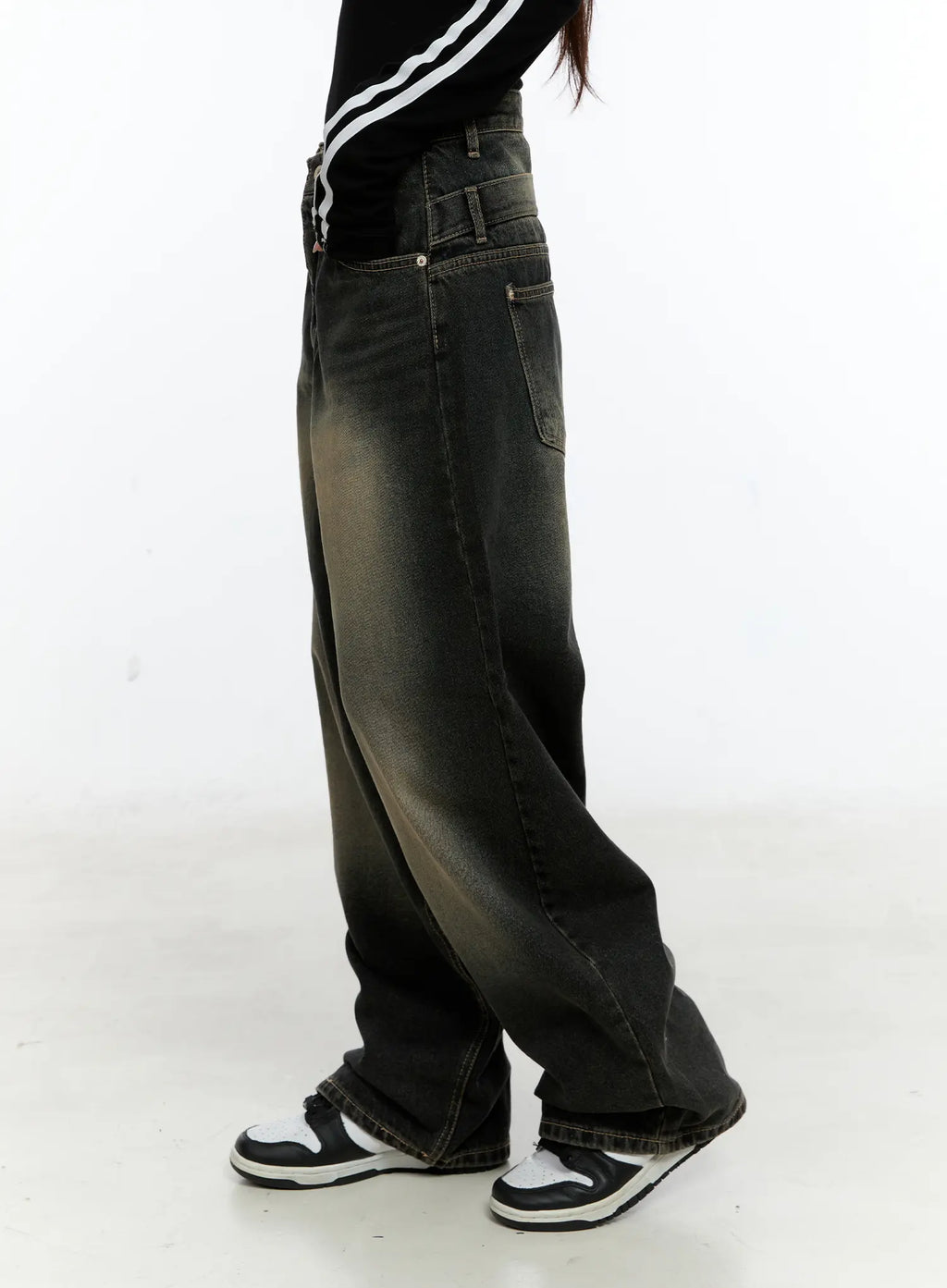 Gustav Double Waist Washed Baggy Jeans CS524