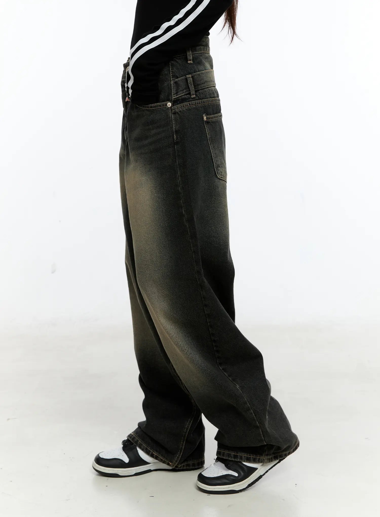 Gustav Double Waist Washed Baggy Jeans CS524