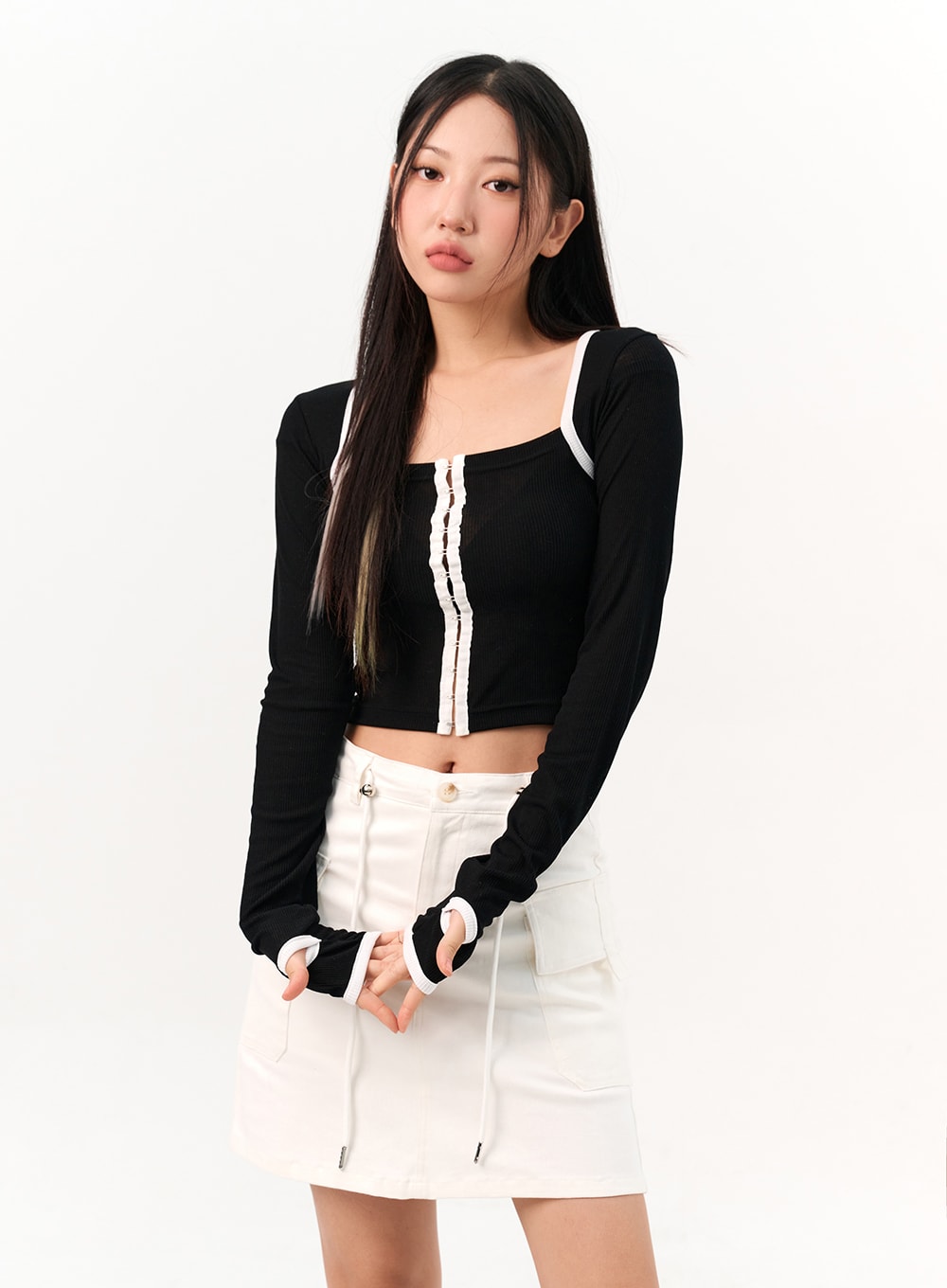 Contrasting Trim Crop Bolero Top IO317