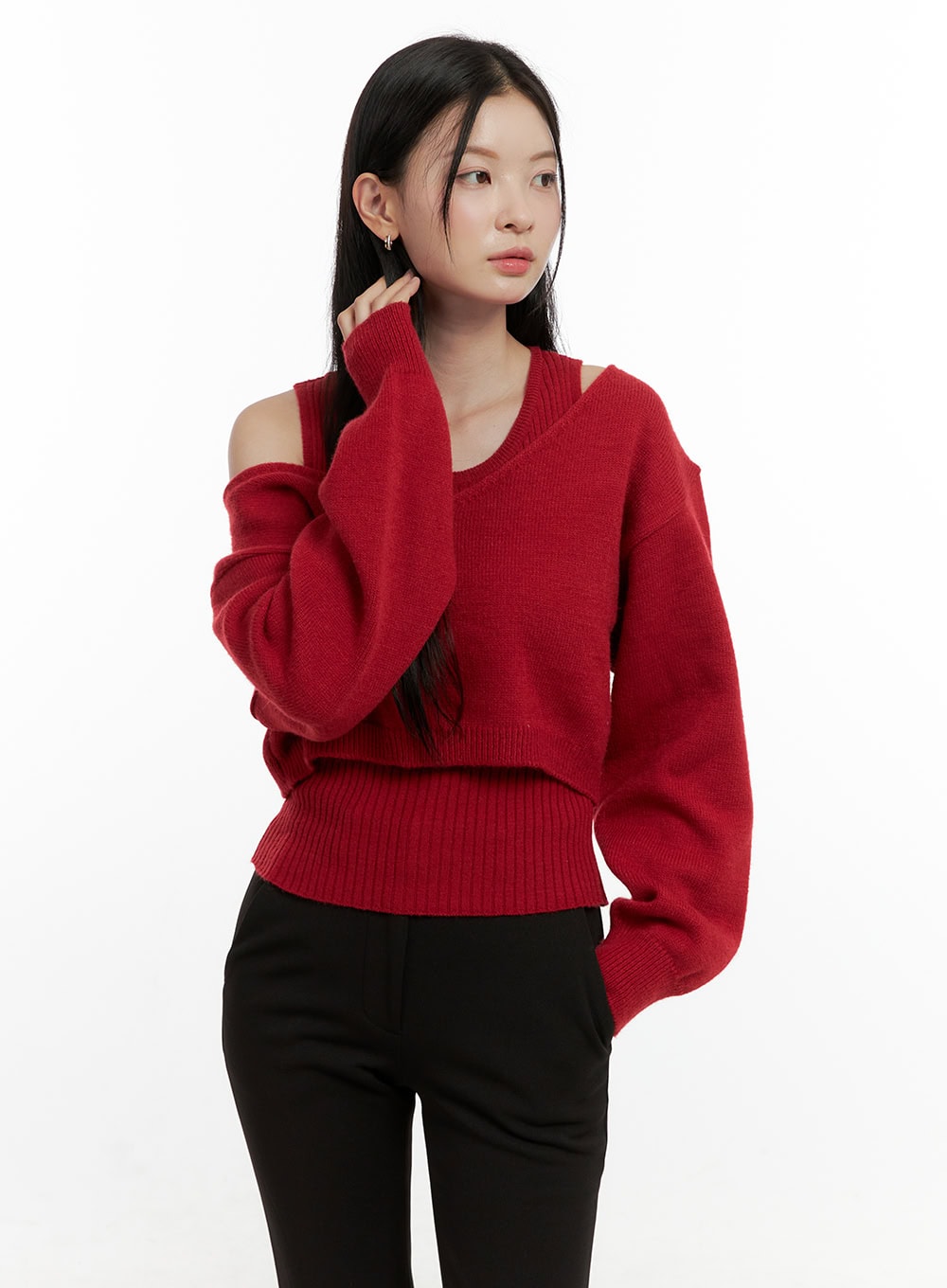 V-Neck Cropped Sweater ON408
