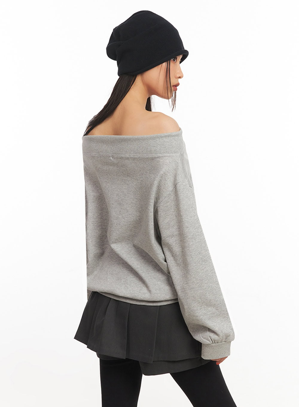 Stringed Off-Shoulder Sweatshirt IA504