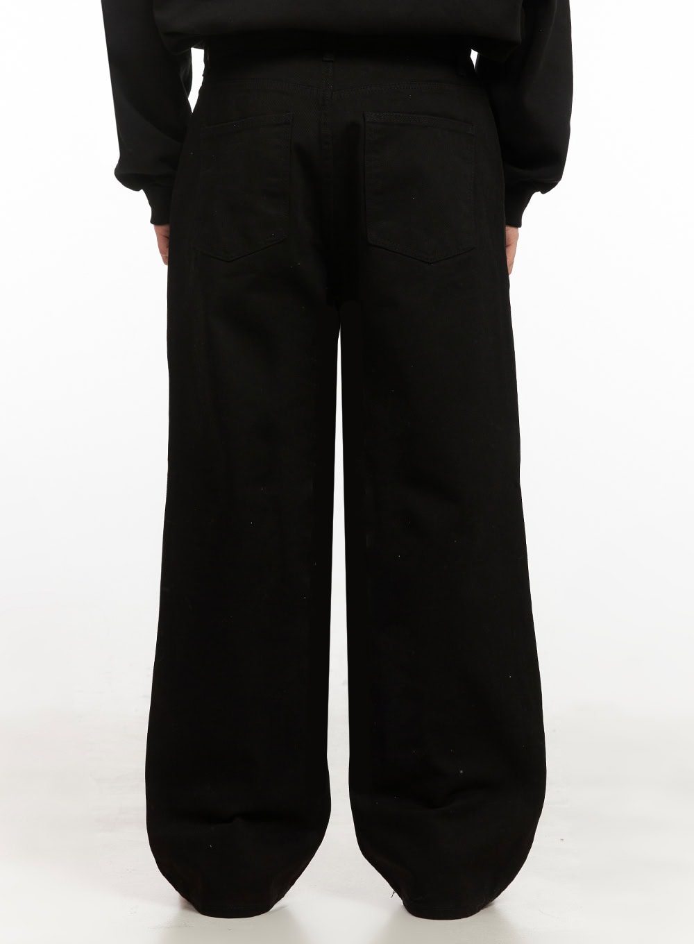 Men's Cotton Wide-Fit Trousers (Black) IJ517